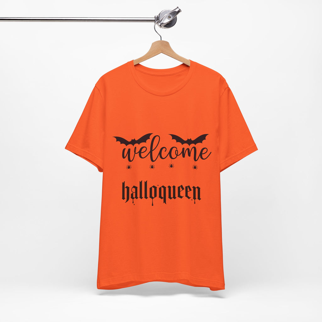 Welcome HalloQueen T‑Shirt — Halloween Bat Graphic Tee