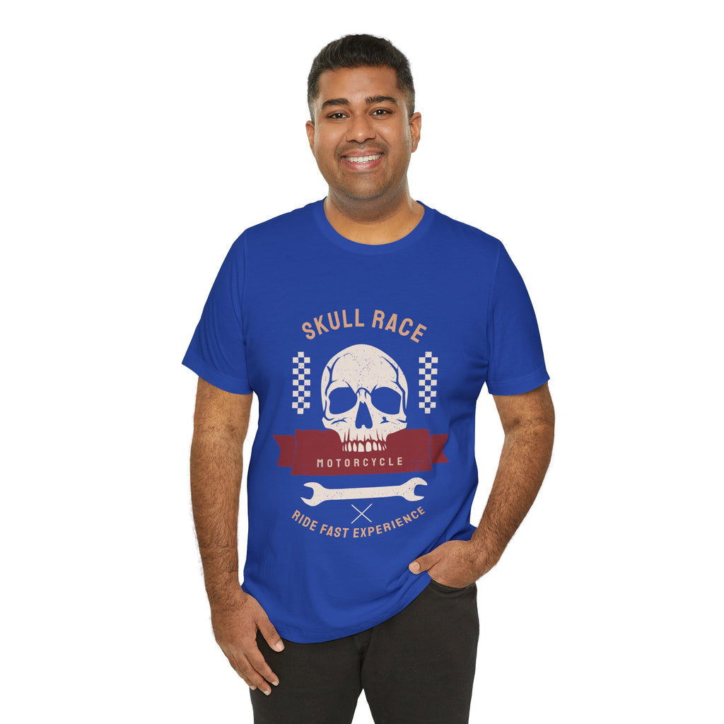 Skull Race Motorcycle Tee — Ride Fast Experience Graphic Shirt