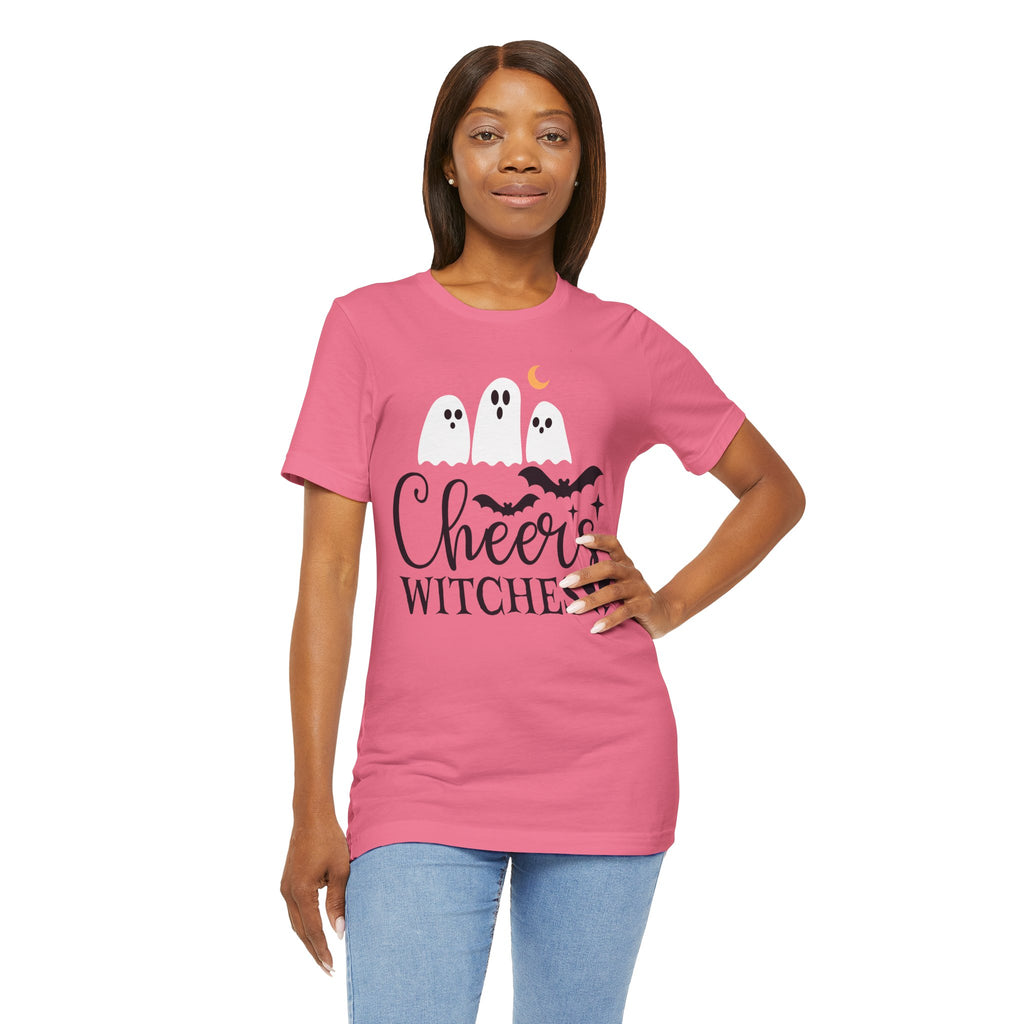 Cheers Witches Halloween Tee — Cute Ghosts, Bats & Party Slogan