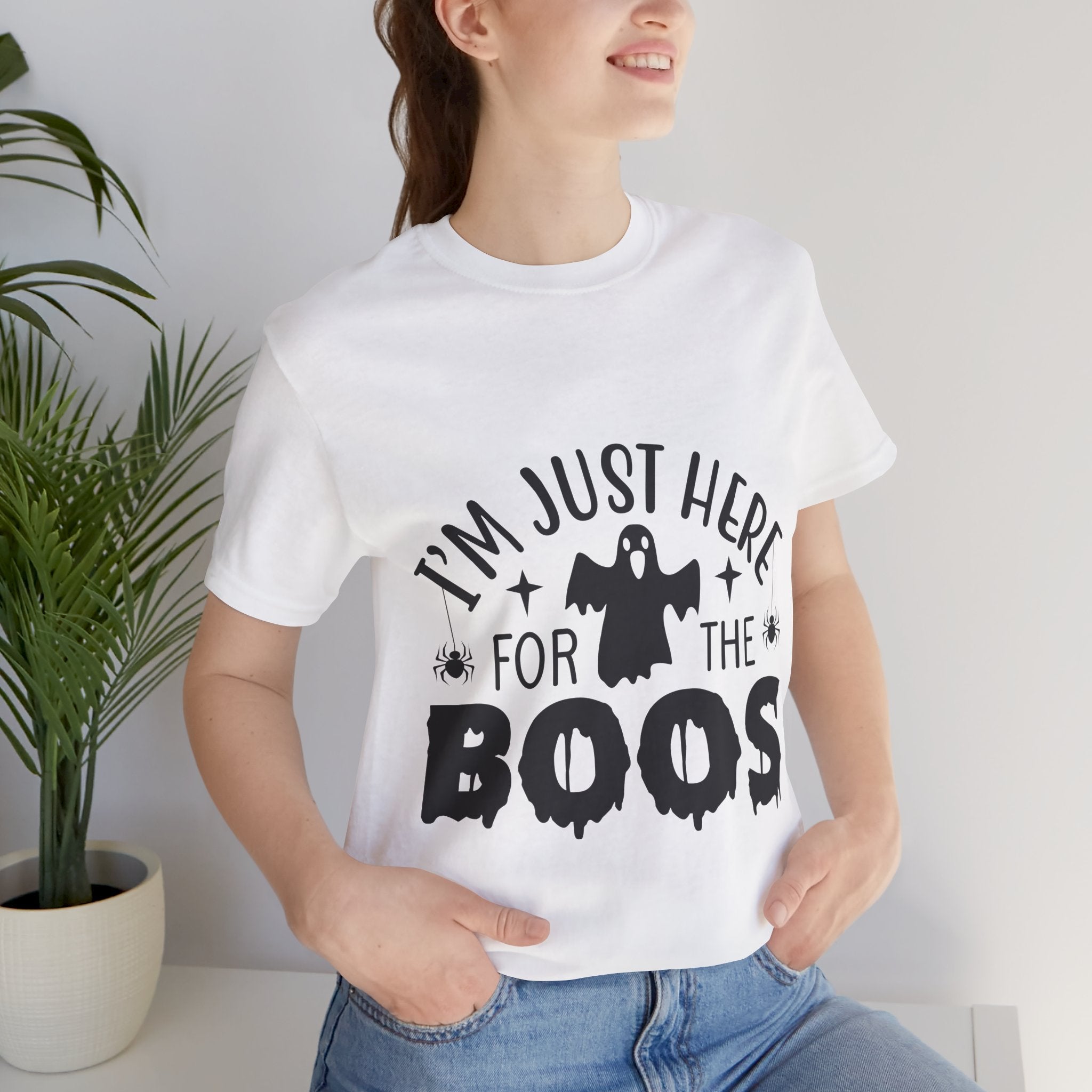 Halloween Tee - "I'm Just Here For The Boos" Ghost Shirt