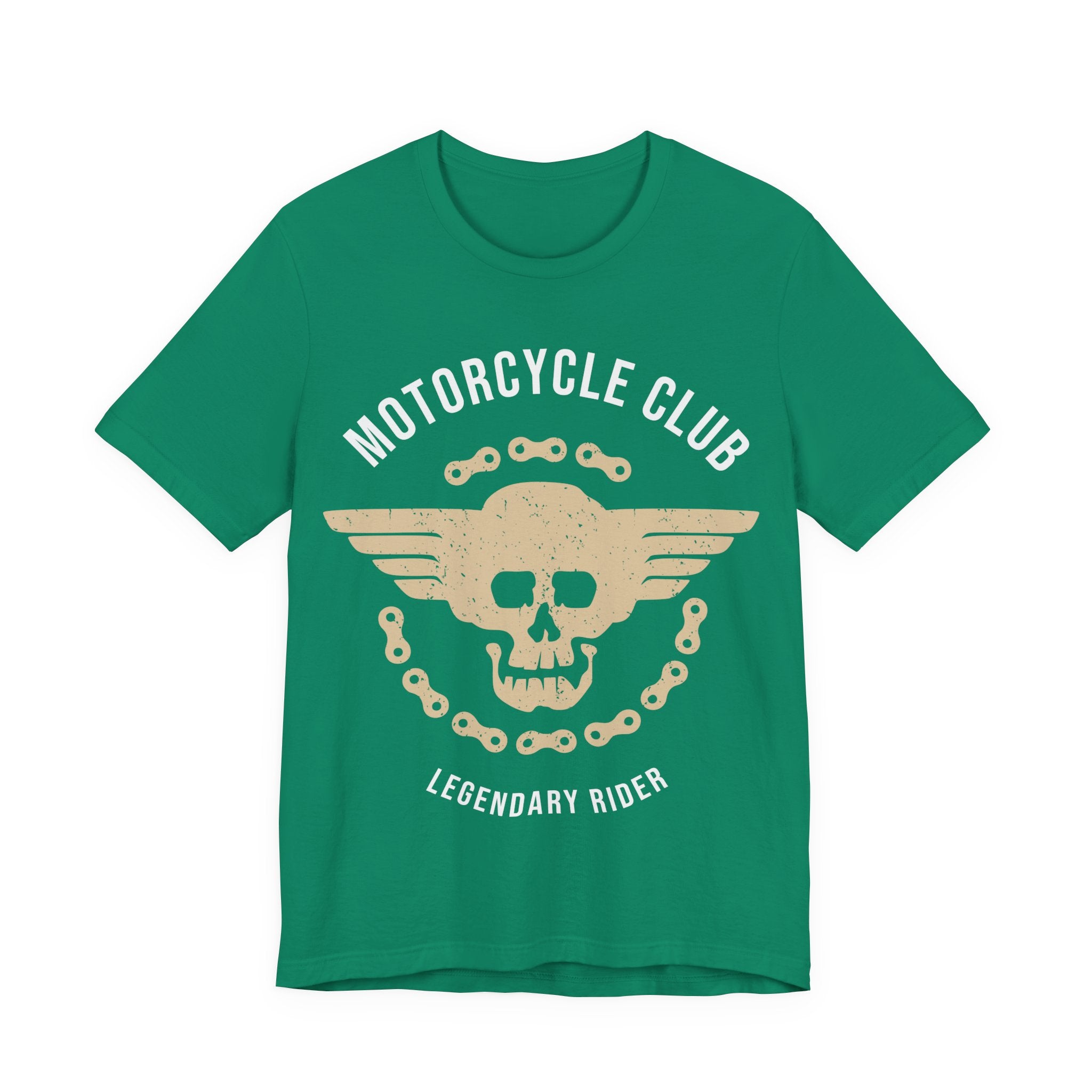 Motorcycle Club Tee — "Legendary Rider" Skull & Chain Graphic Shirt