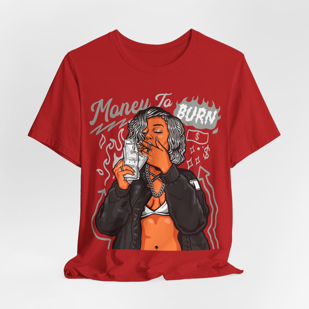 Money to Burn Graphic Tee — Women Smoking Cash Streetwear T-Shirt