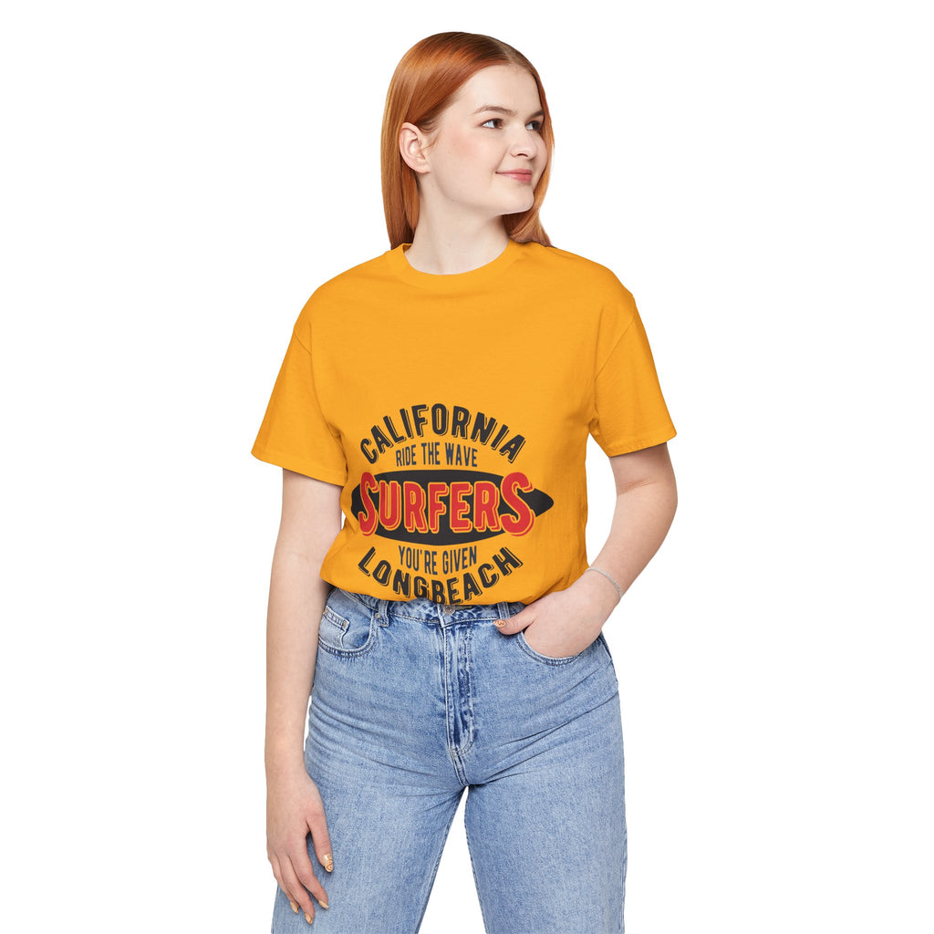California Surfers Long Beach Tee — "Ride the Wave" Short Sleeve Shirt
