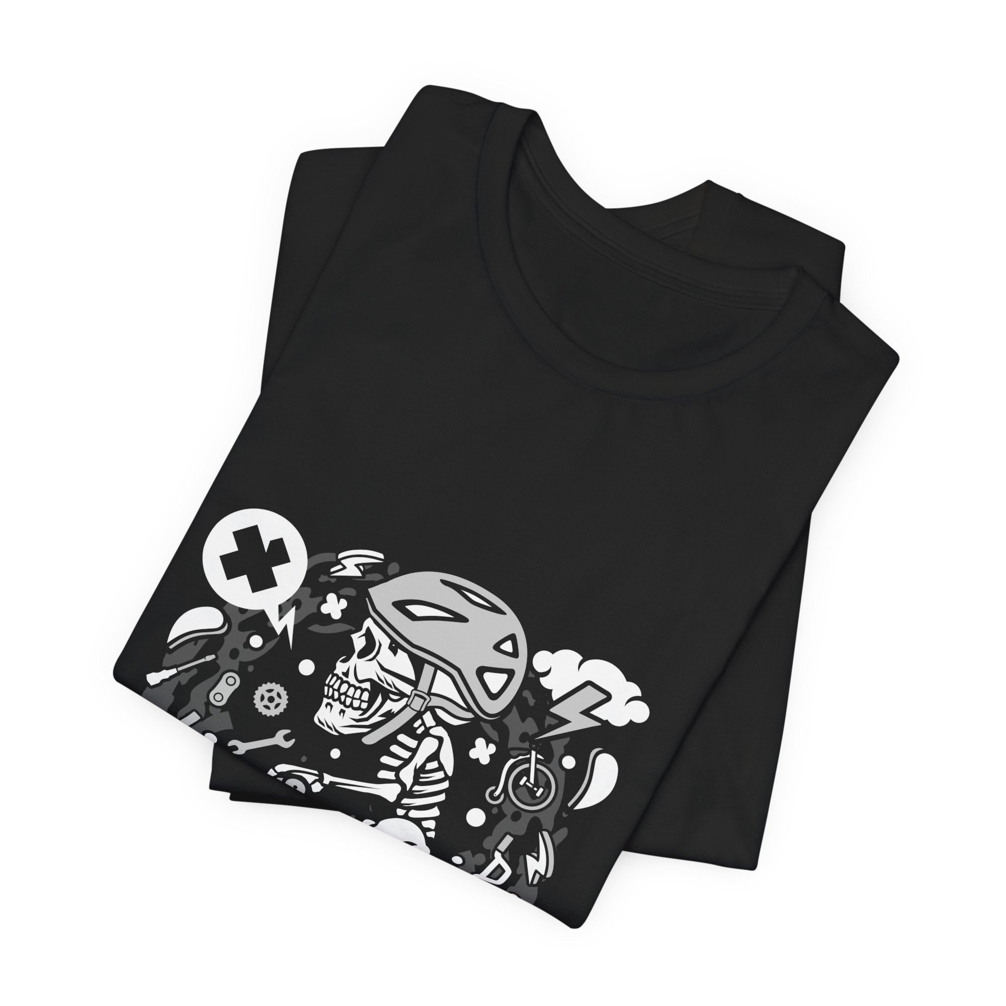 Biker Skull Tee — Retro Cycling Skull Rider Graphic T-Shirt