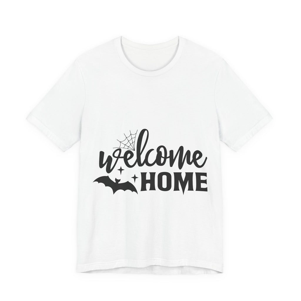 Welcome Home Halloween T-Shirt — Bat & Spiderweb Spooky Tee
