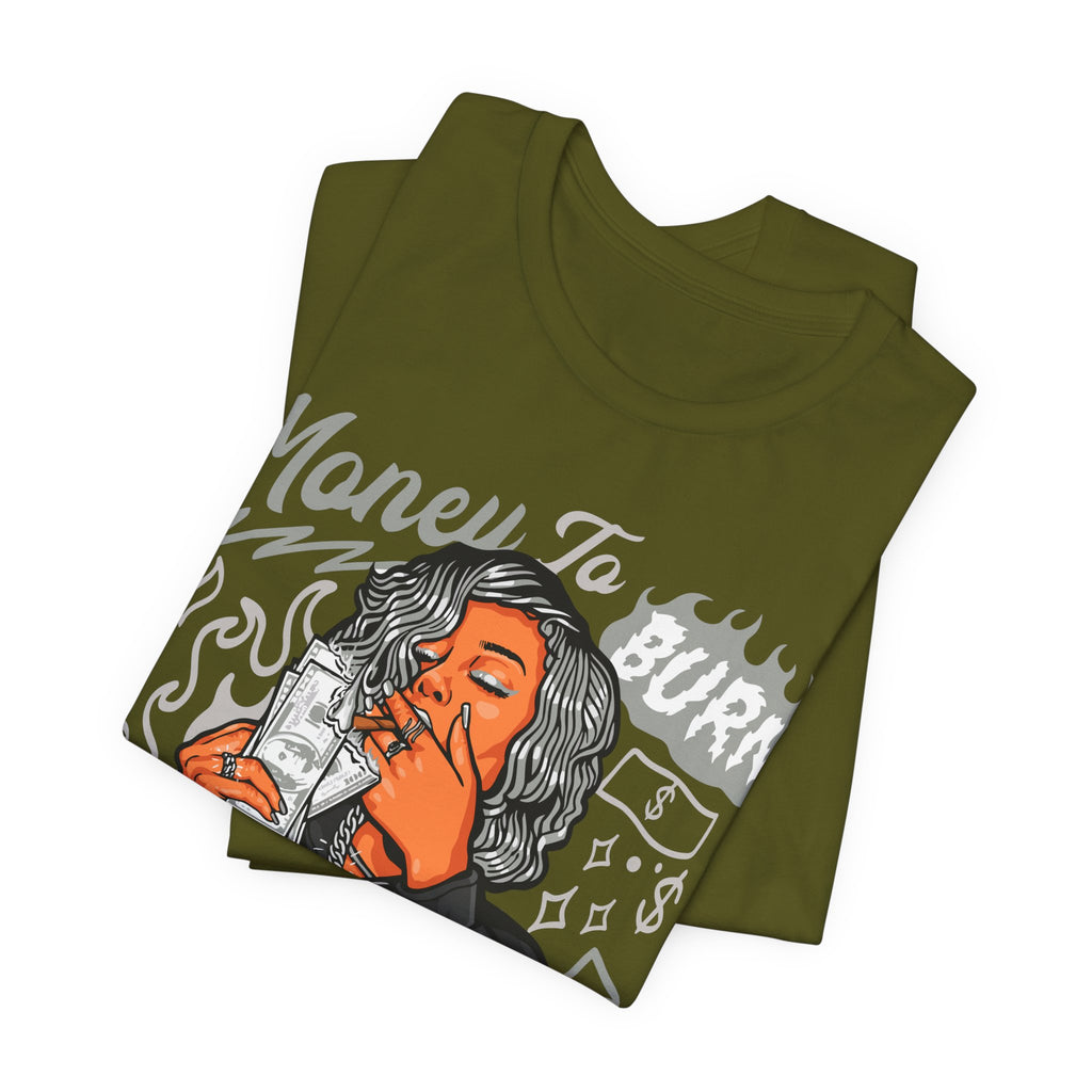 Money to Burn Graphic Tee — Women Smoking Cash Streetwear T-Shirt