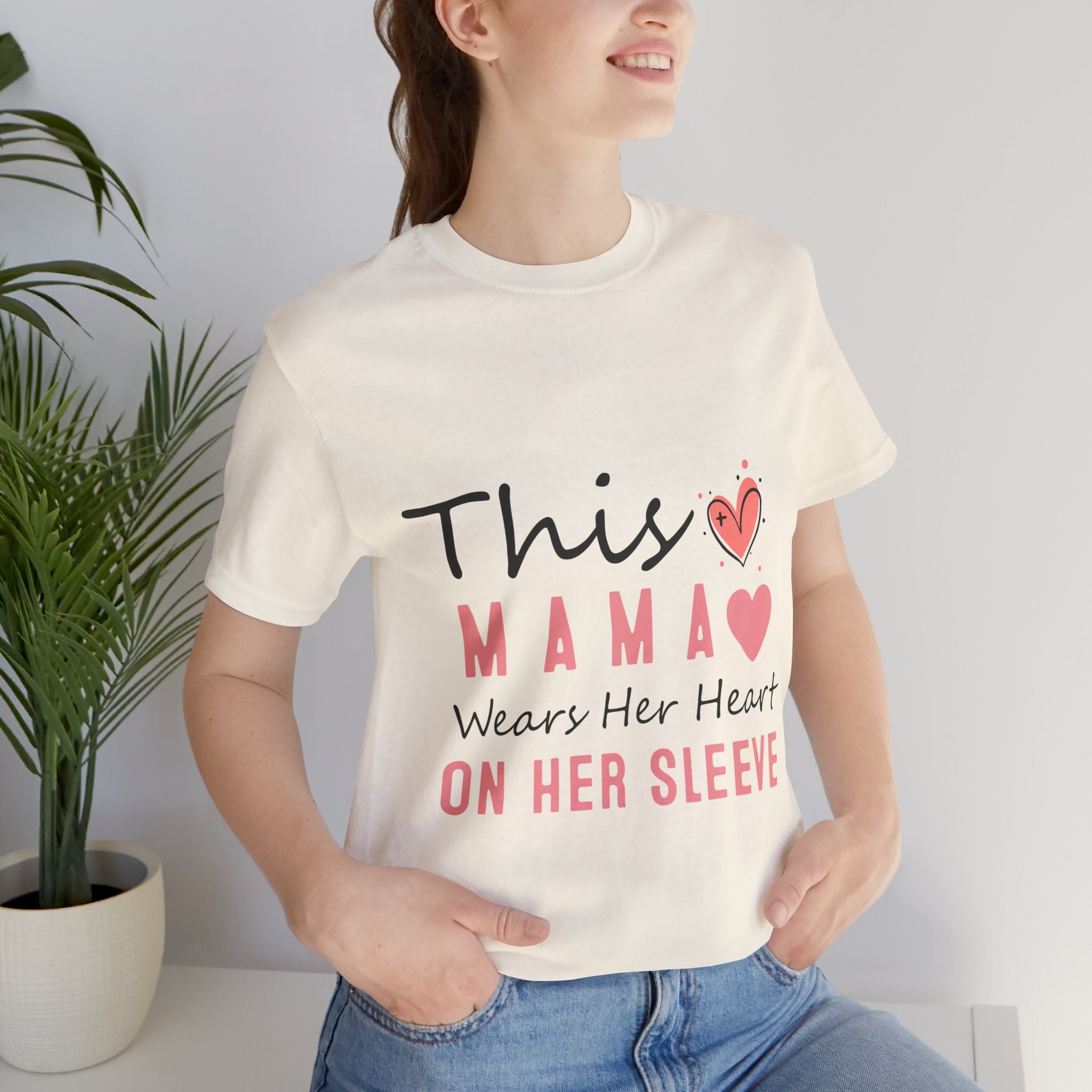 This Mama Wears Her Heart On Her Sleeve T-Shirt – Mother's Day Heart Tee