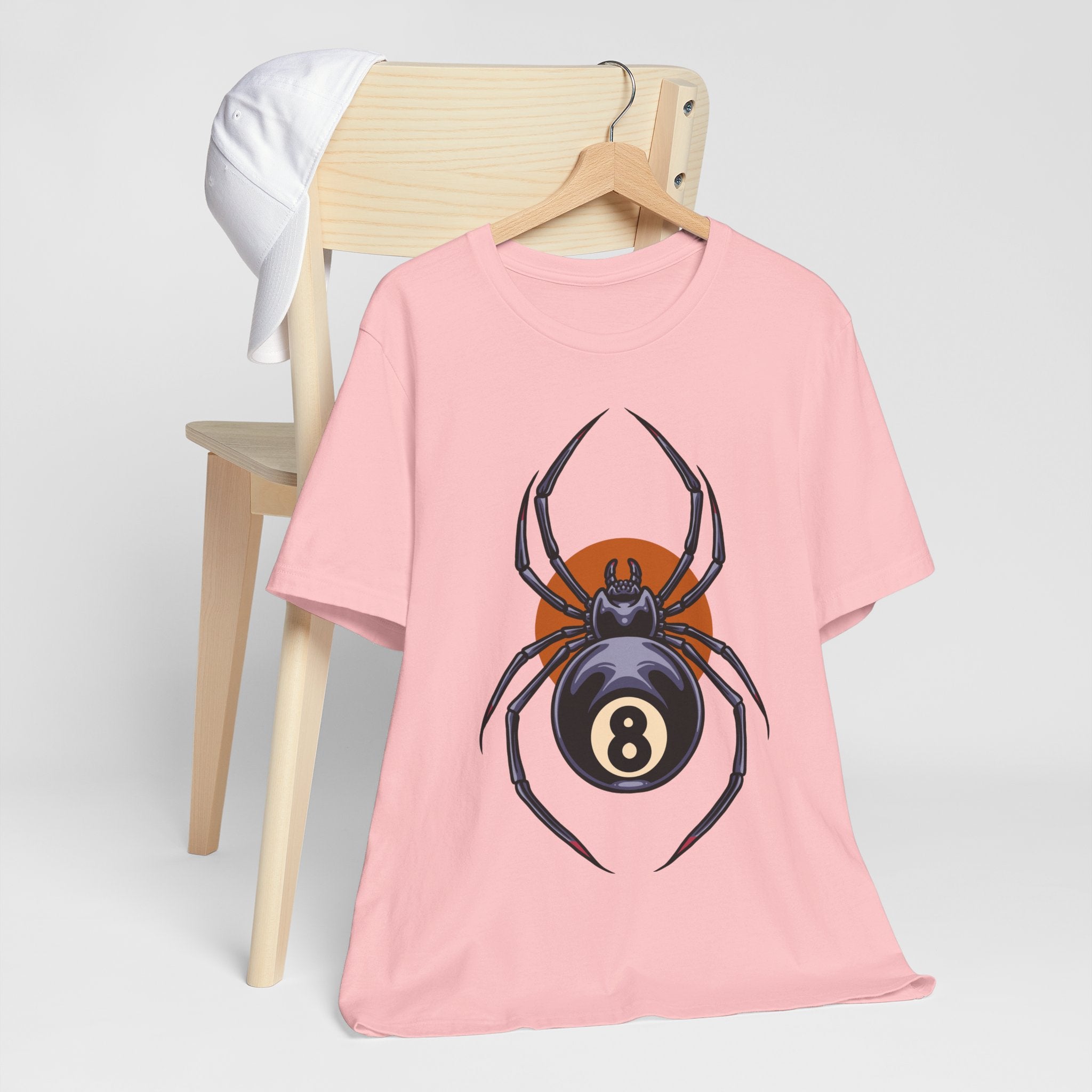 8-Ball Spider Graphic Tee — Pool Player & Halloween Spider T-Shirt