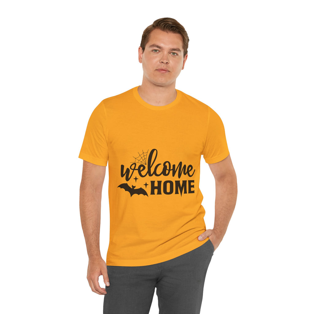 Welcome Home Halloween T-Shirt — Bat & Spiderweb Spooky Tee