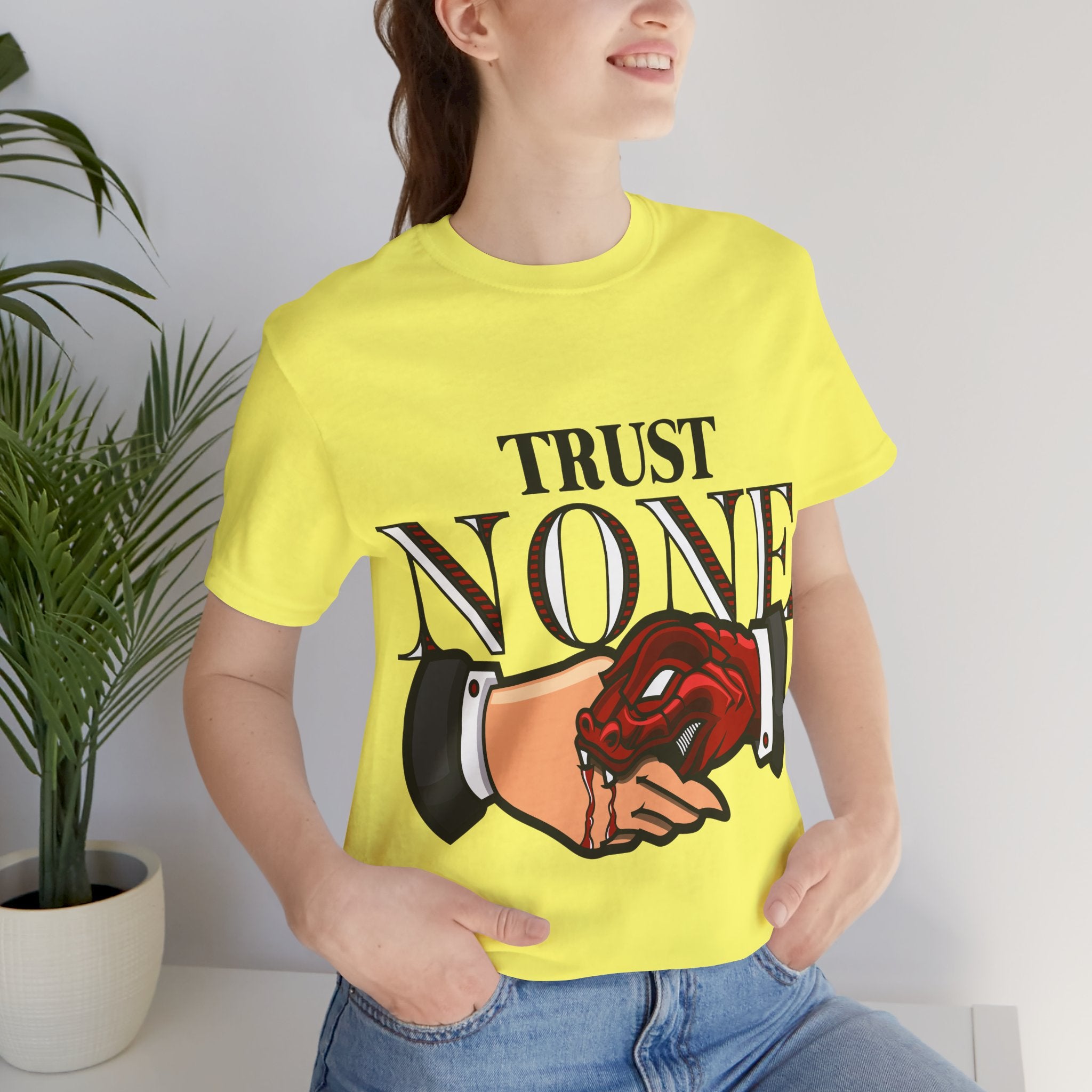 Trust None T-Shirt — Graphic Rose & Handshake Tee