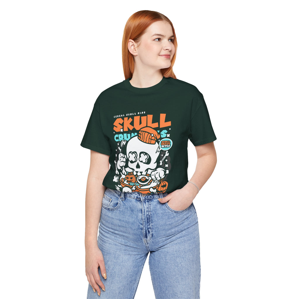 Skull Crunch Cereal Graphic Tee — Halloween Skull Breakfast T-Shirt