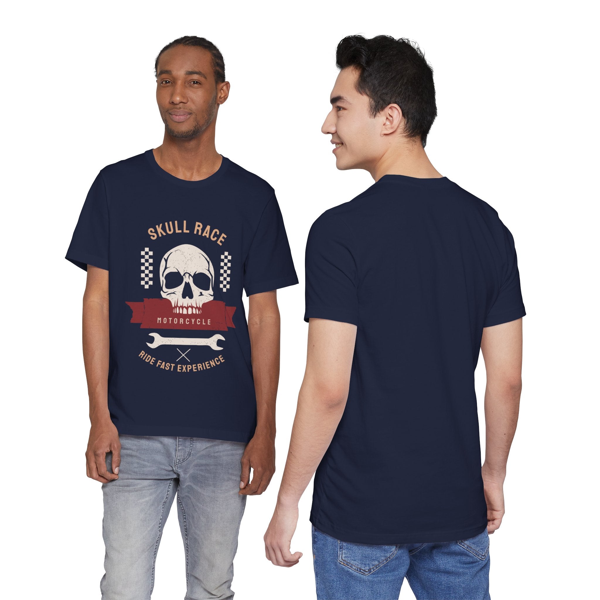 Skull Race Motorcycle Tee — Ride Fast Experience Graphic Shirt