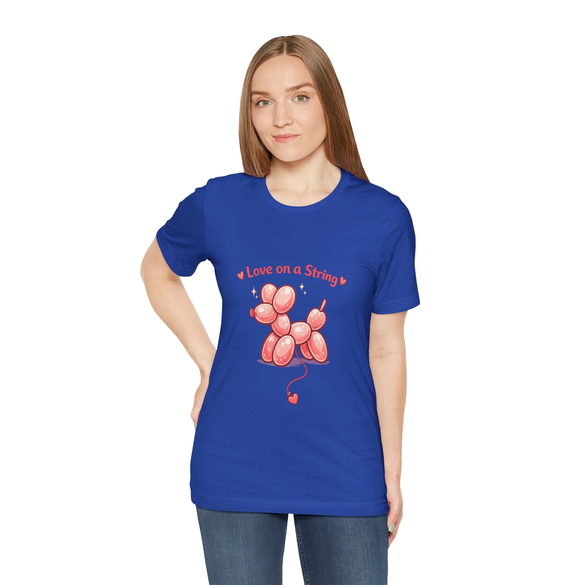 T-Shirt — "Love on a String" Pink Balloon Dog Valentine Tee