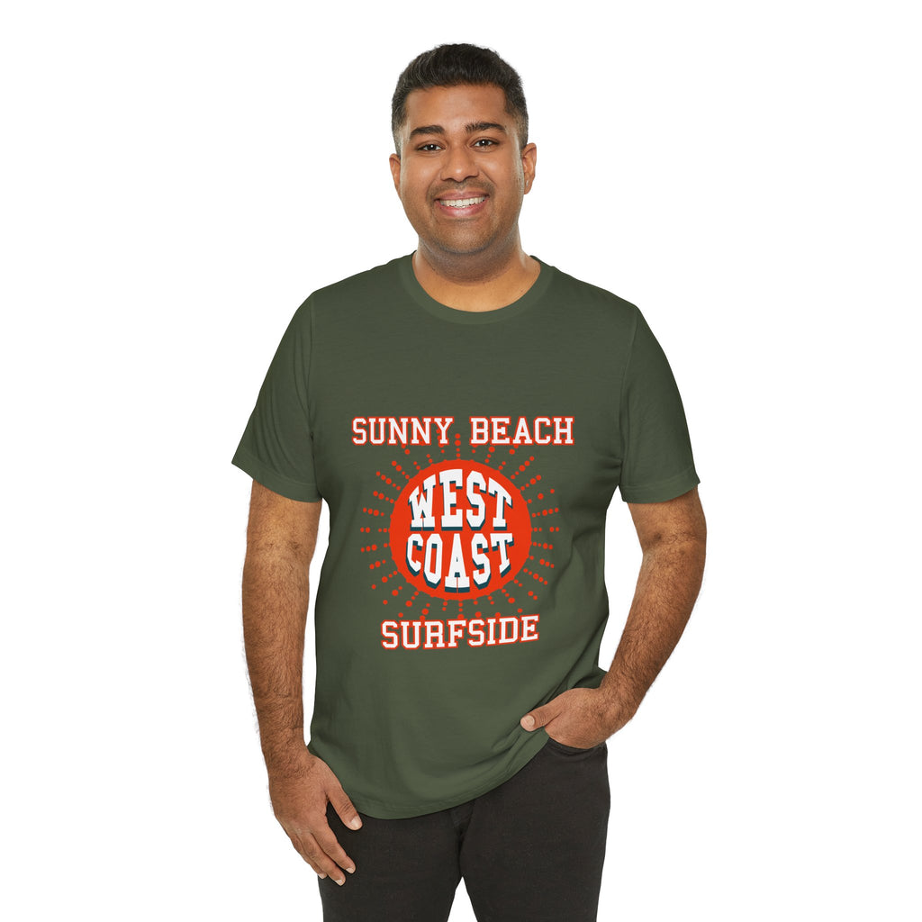 West Coast Sunny Beach Tee — "Sunny Beach West Coast Surfside" Retro Surf T-Shirt