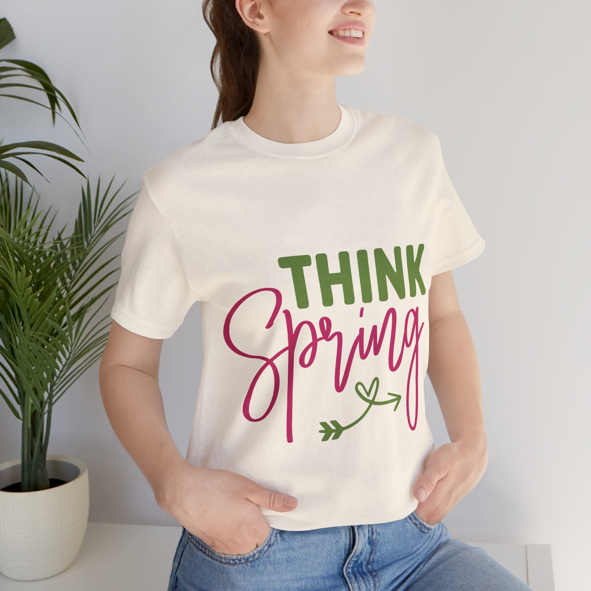Think Spring T-Shirt — Floral Script Springtime Tee