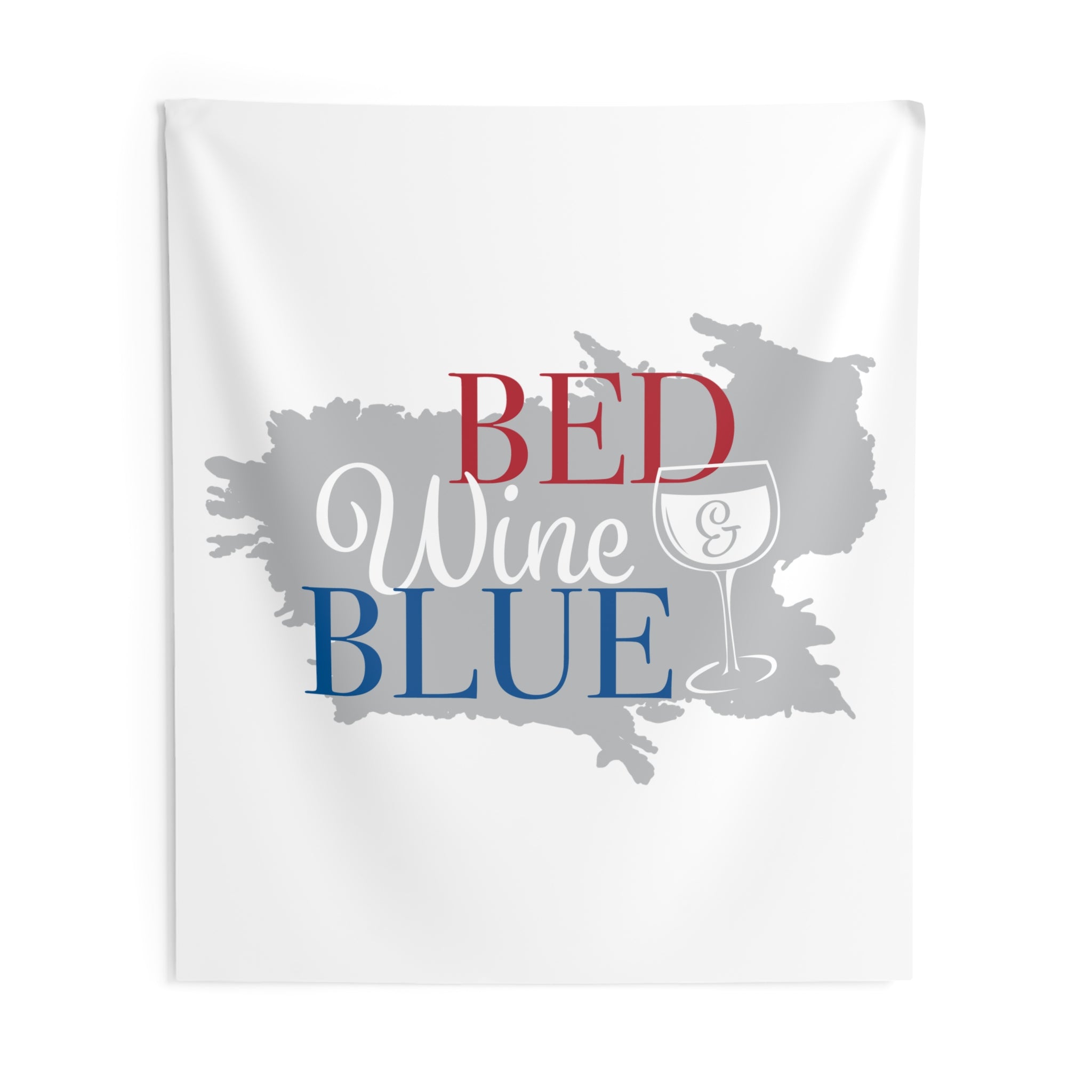 Bed Wine & Blue Tapestry — Patriotic Wine Lover Wall Decor
