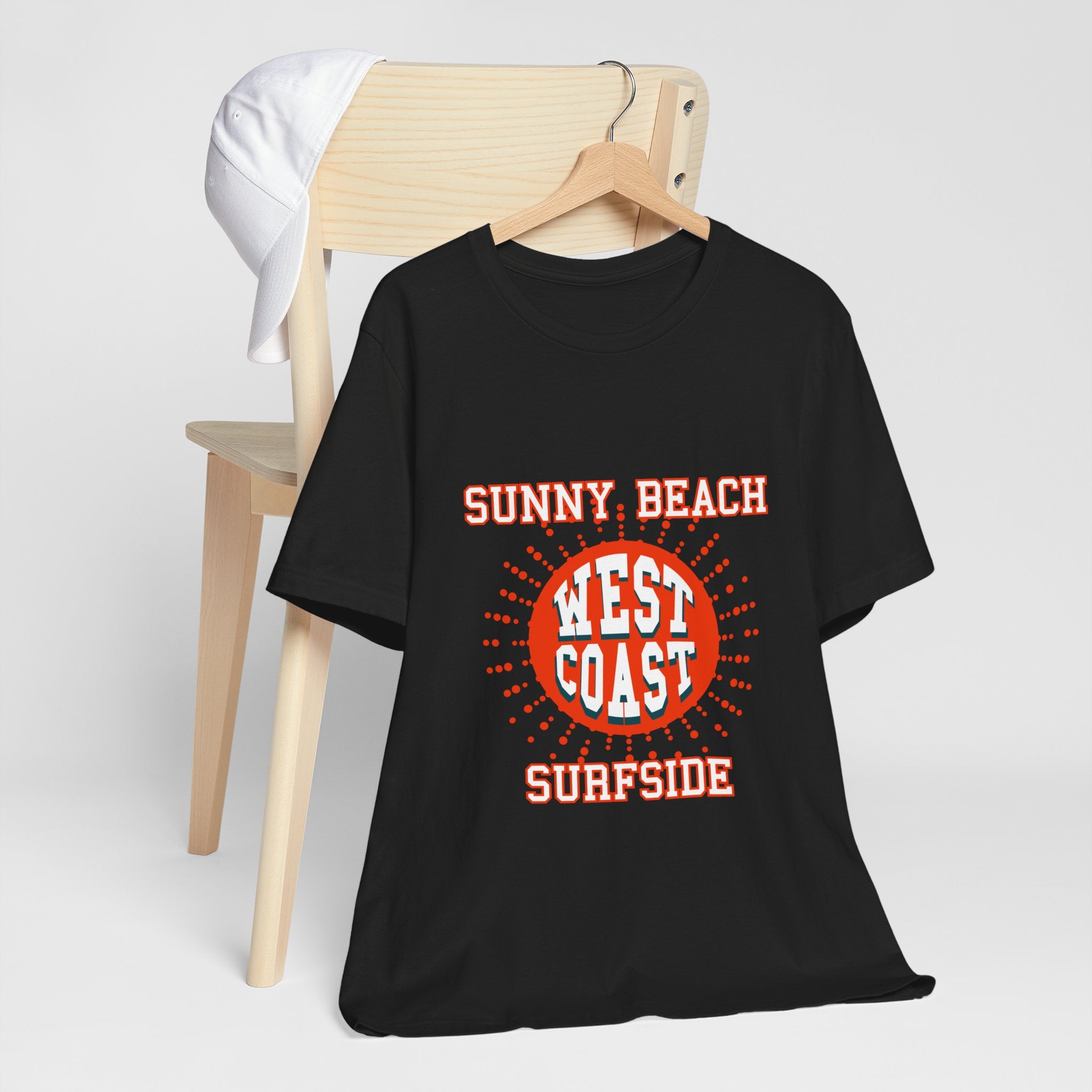 West Coast Sunny Beach Tee — "Sunny Beach West Coast Surfside" Retro Surf T-Shirt