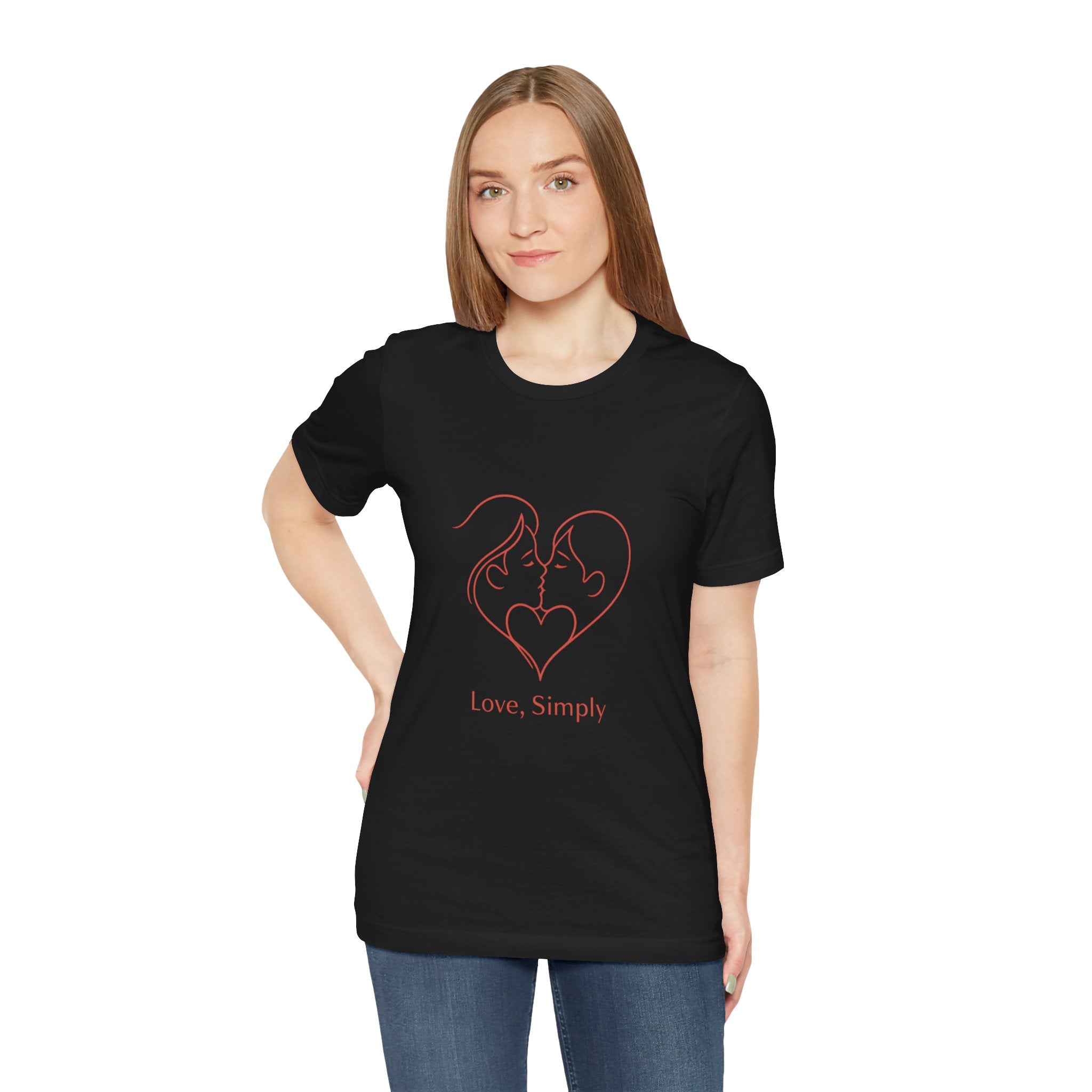 Love, Simply Tee — Minimal Couple Heart Line Art Valentine’s T-Shirt