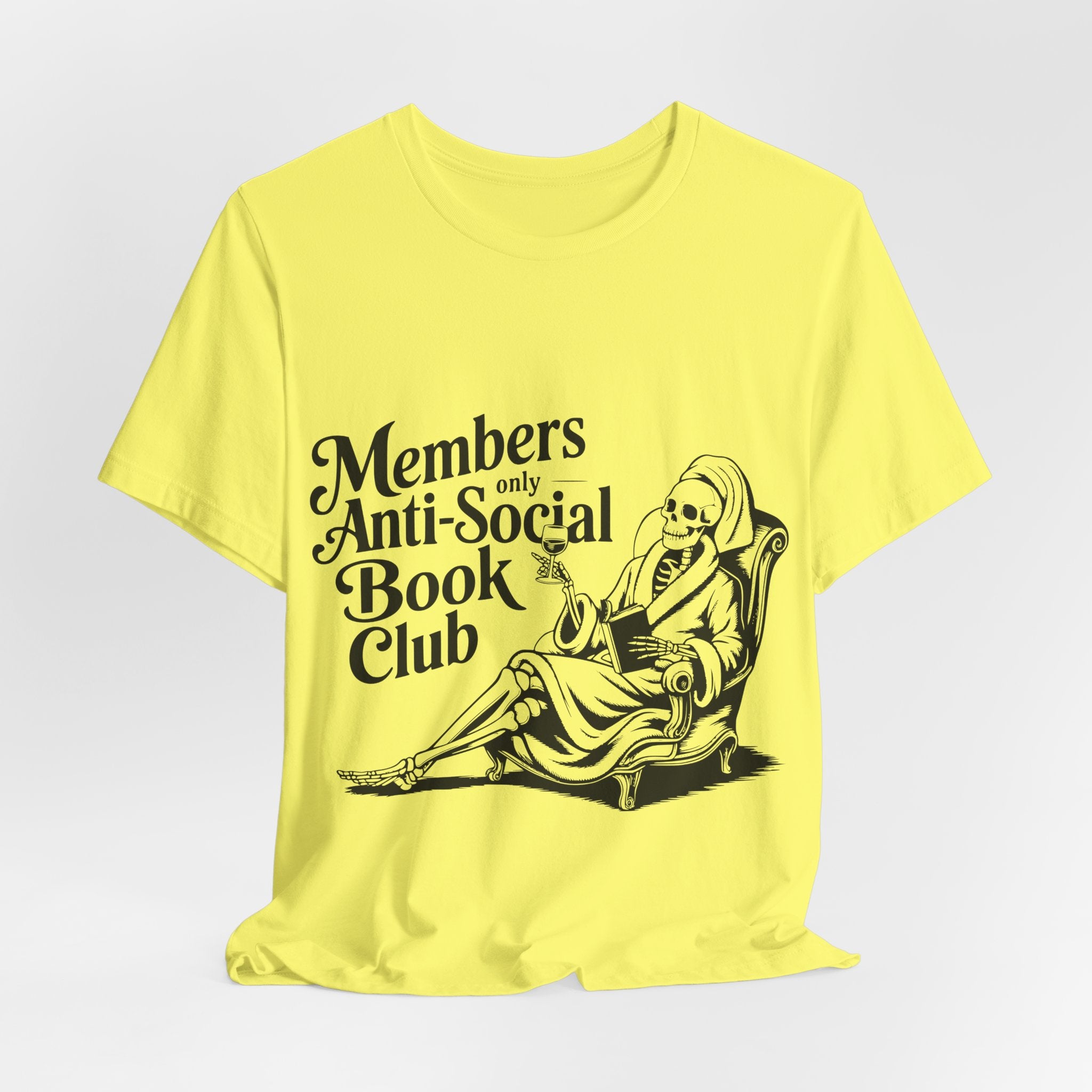 Anti-Social Book Club T-Shirt — Members Only Skeleton Reading Tee