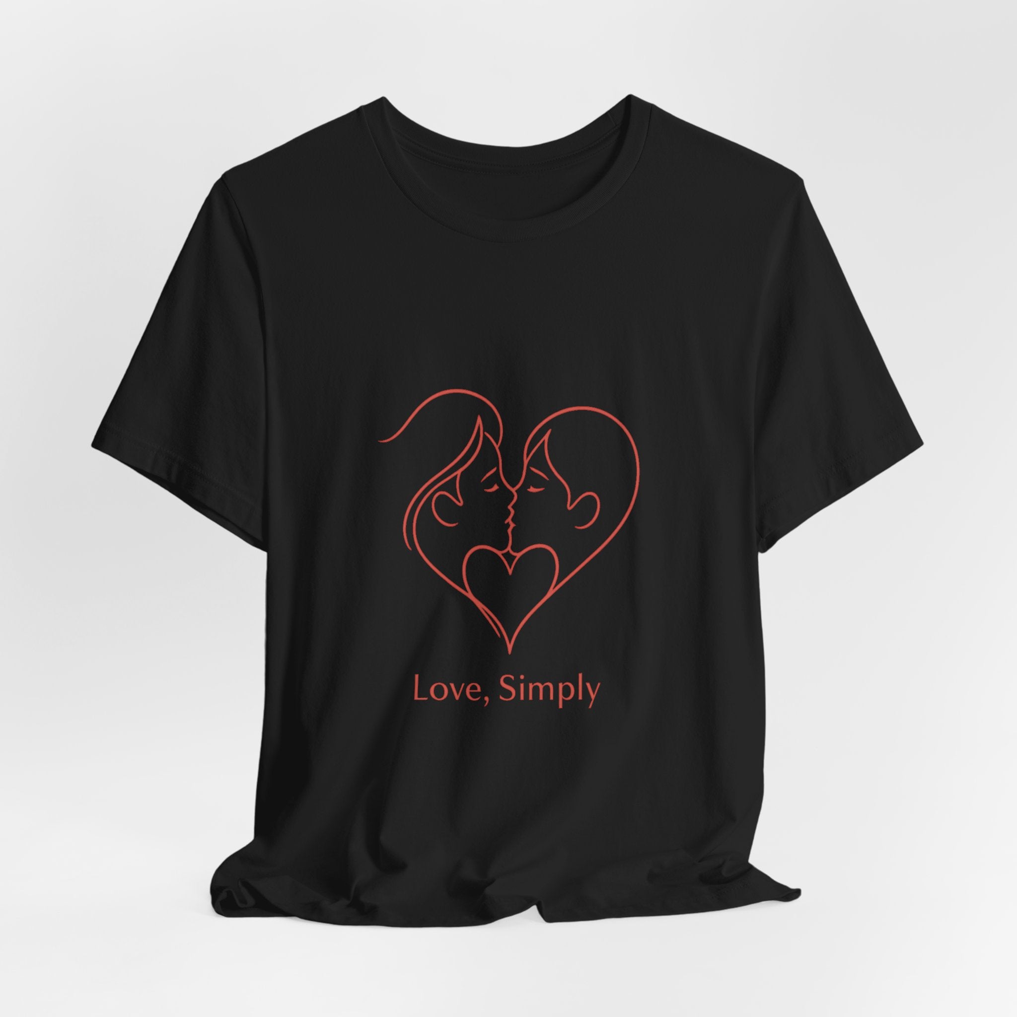 Love, Simply Tee — Minimal Couple Heart Line Art Valentine’s T-Shirt