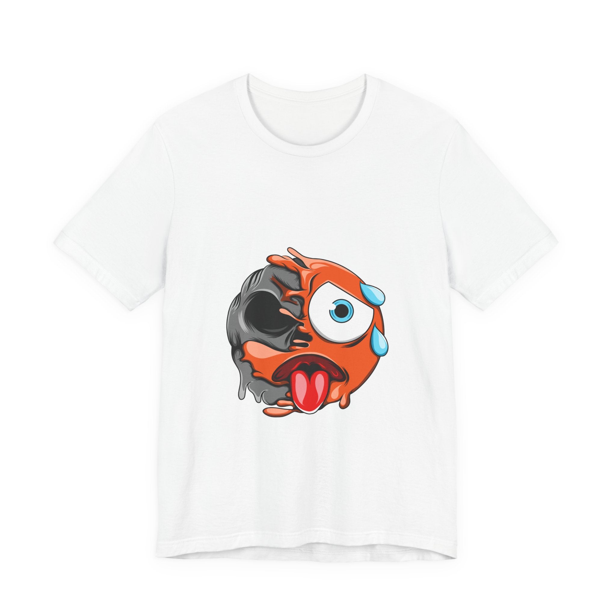 Melting Emoji Skull T-Shirt — Funny Dripping Face Graphic Tee