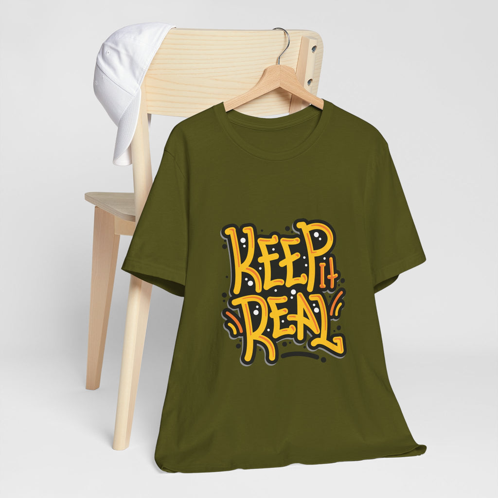 Keep It Real T-Shirt — Retro Yellow Hand-Lettered Graphic Tee