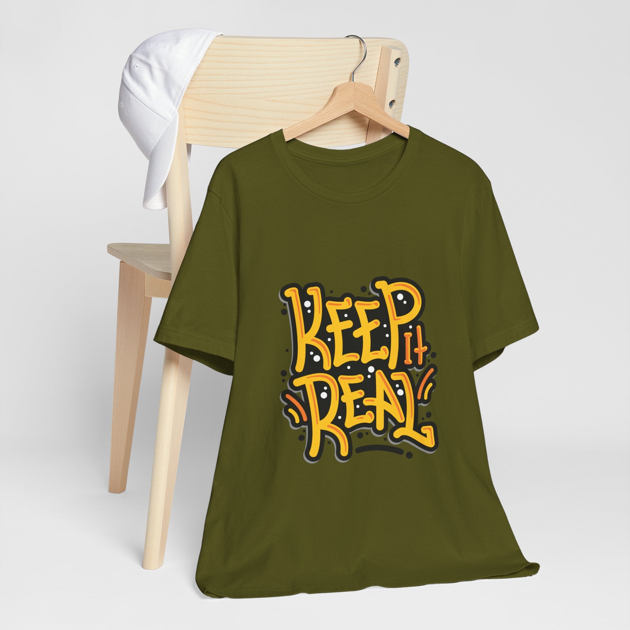 Keep It Real T-Shirt — Retro Yellow Hand-Lettered Graphic Tee