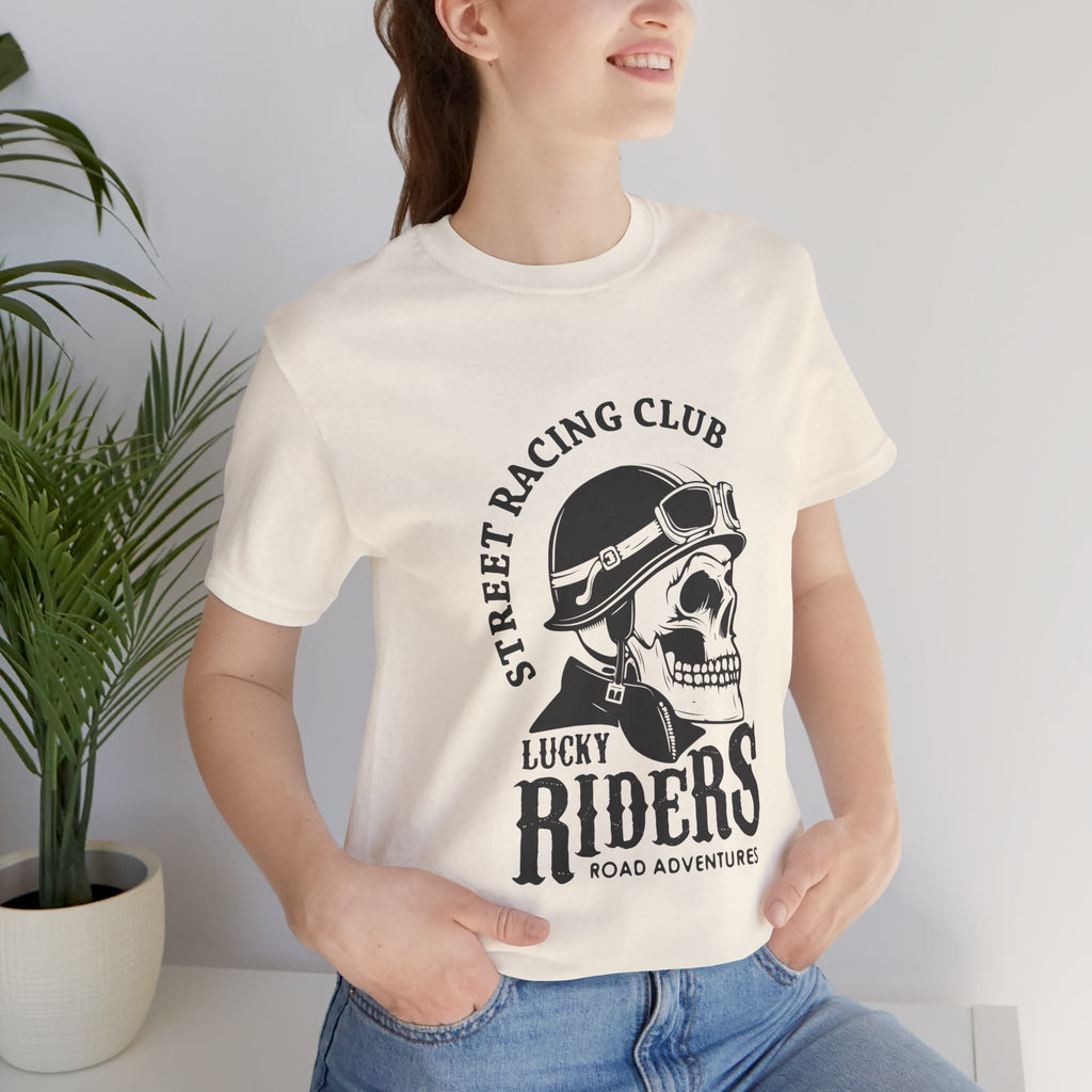Riders Skull Tee — "Lucky Riders" Street Racing Club Motorcycle T‑Shirt