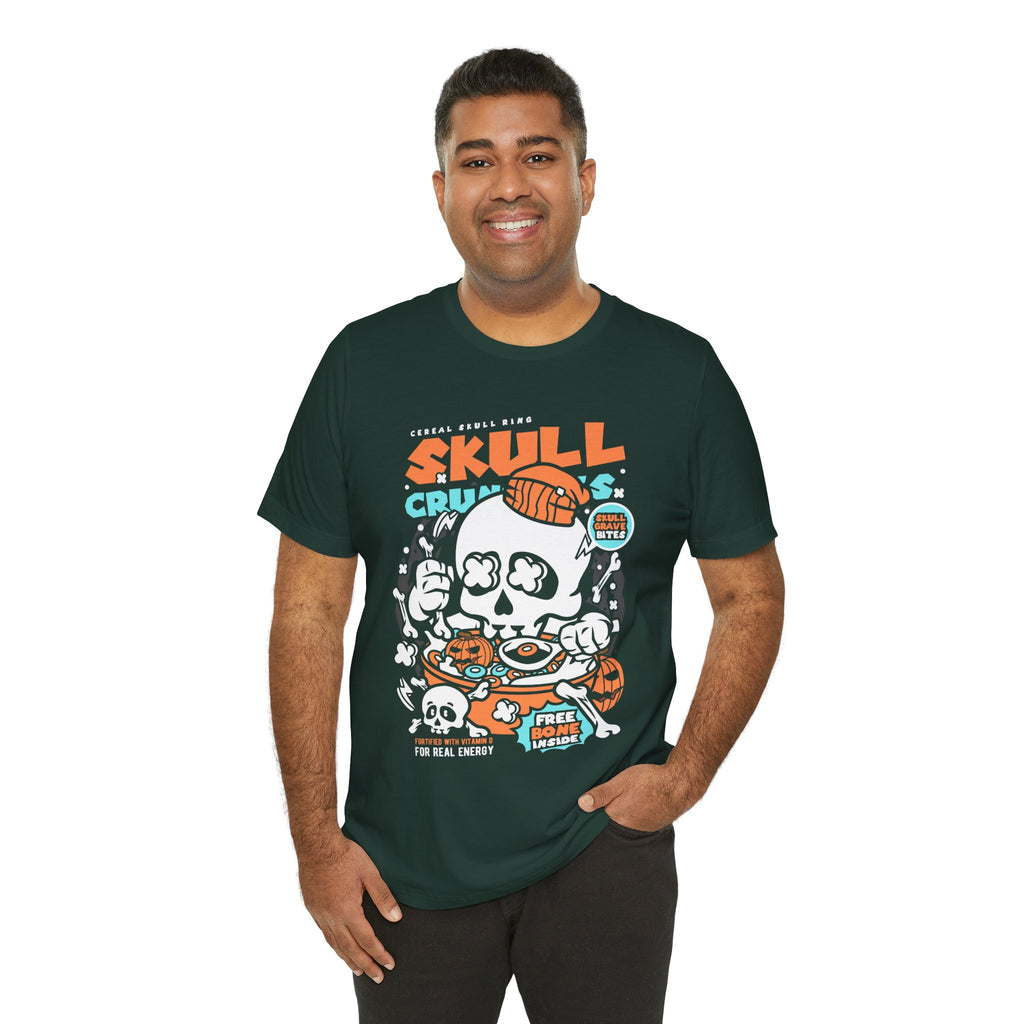 Skull Crunch Cereal Graphic Tee — Halloween Skull Breakfast T-Shirt