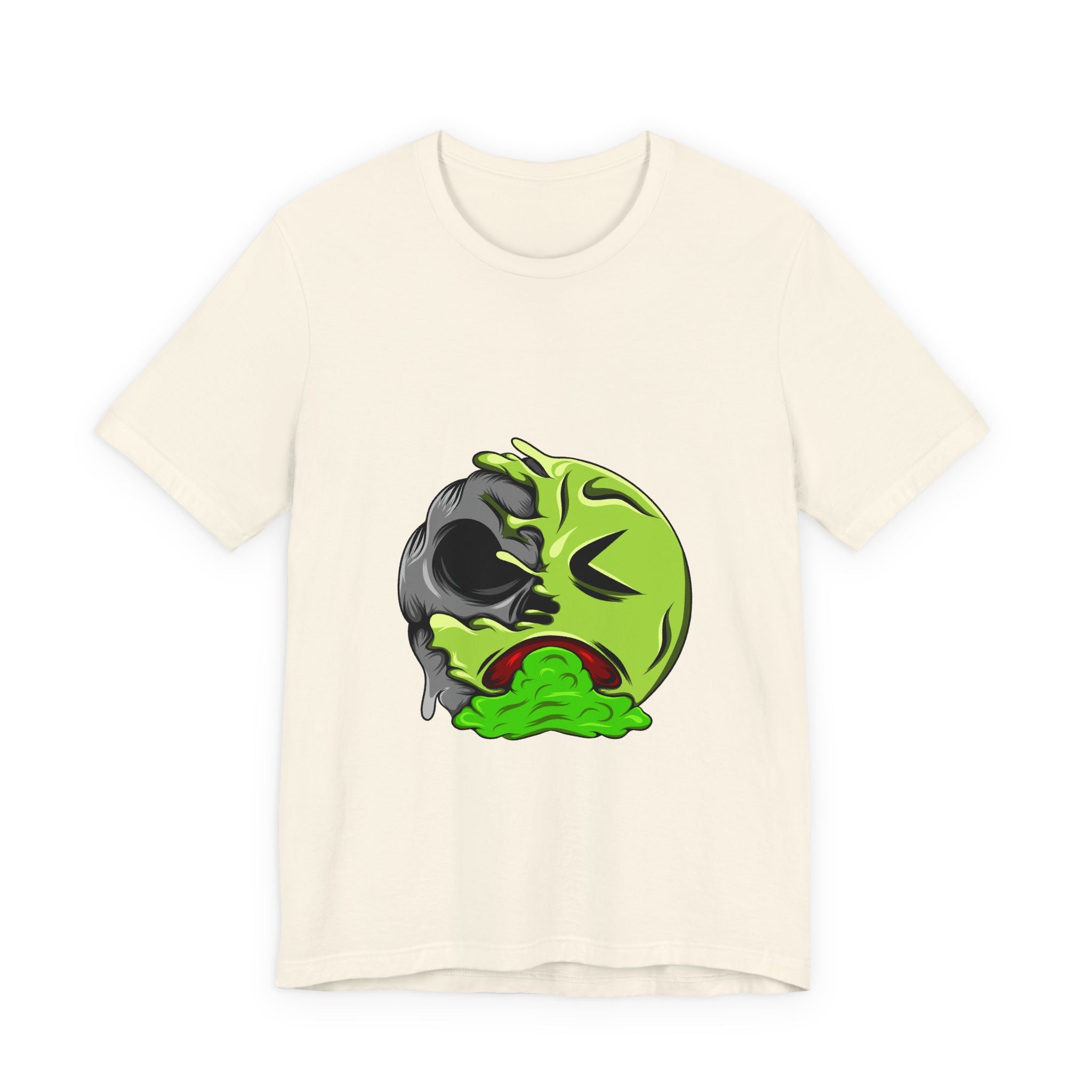 Sick Emoji T-Shirt – Green Vomit Face Graphic Tee