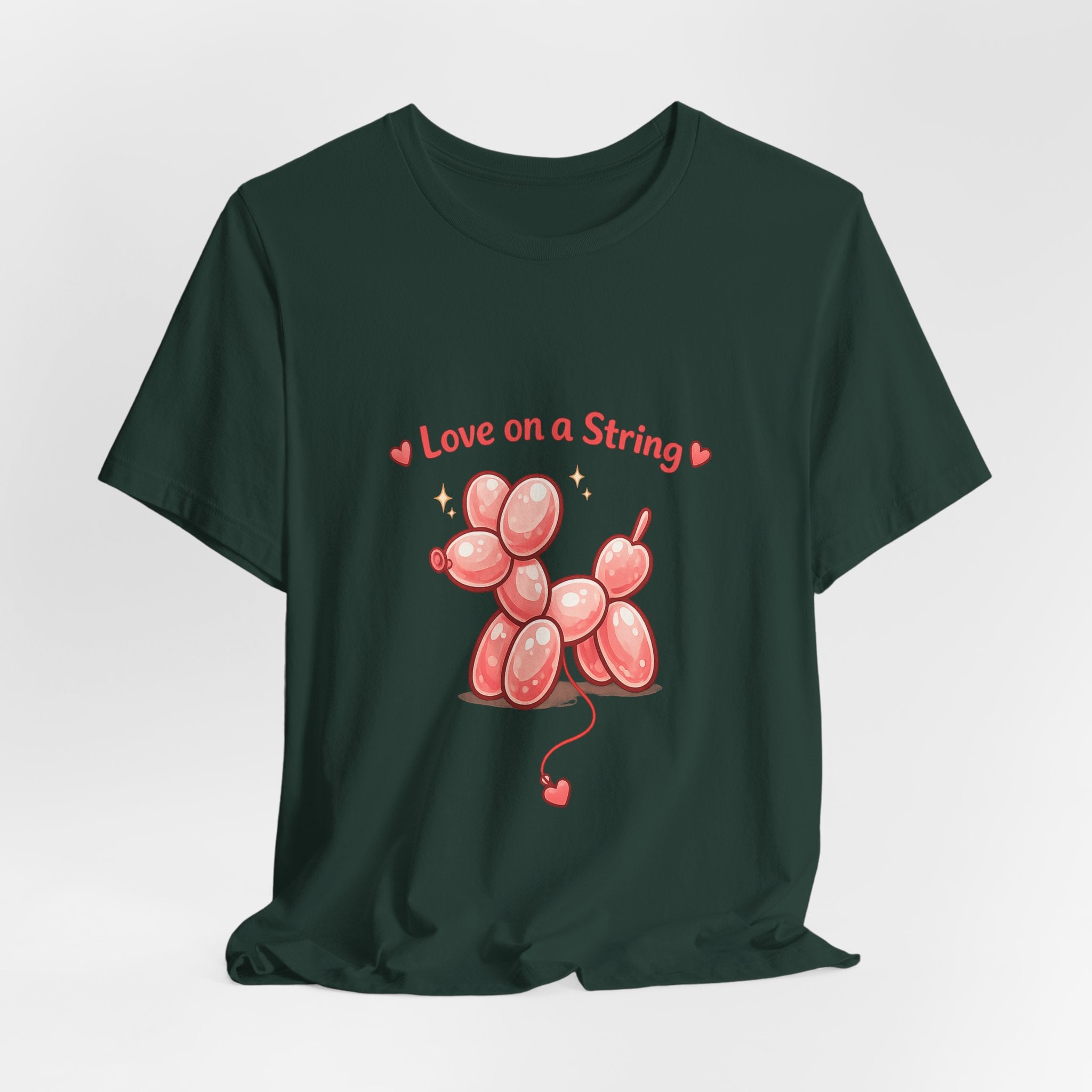 T-Shirt — "Love on a String" Pink Balloon Dog Valentine Tee