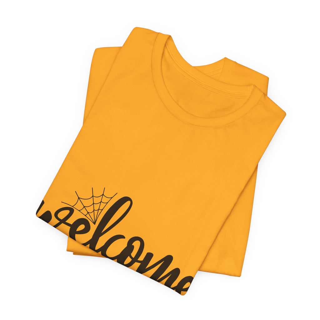 Welcome Home Halloween T-Shirt — Bat & Spiderweb Spooky Tee