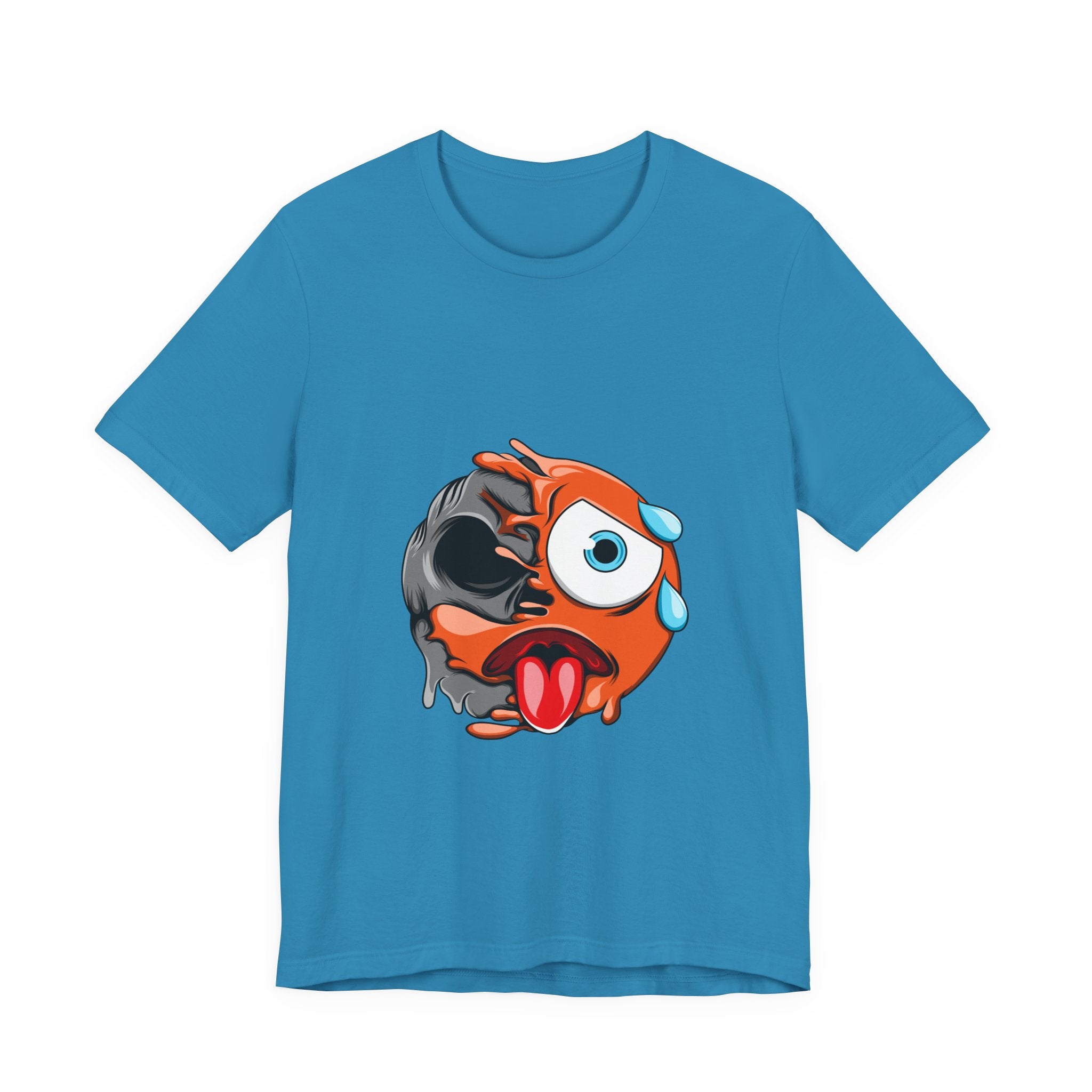 Melting Emoji Skull T-Shirt — Funny Dripping Face Graphic Tee