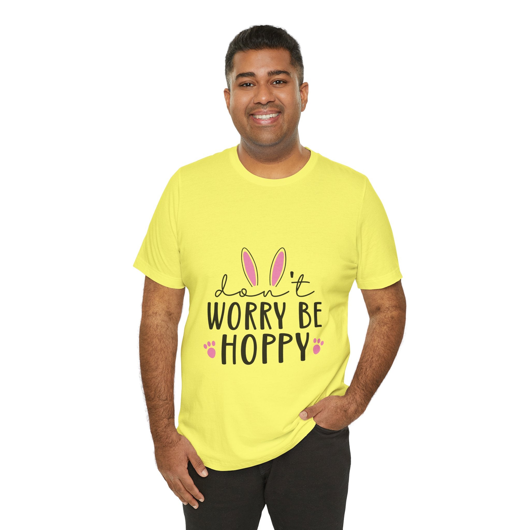 Don’t Worry Be Hoppy Bunny T-Shirt — Cute Easter Graphic Tee