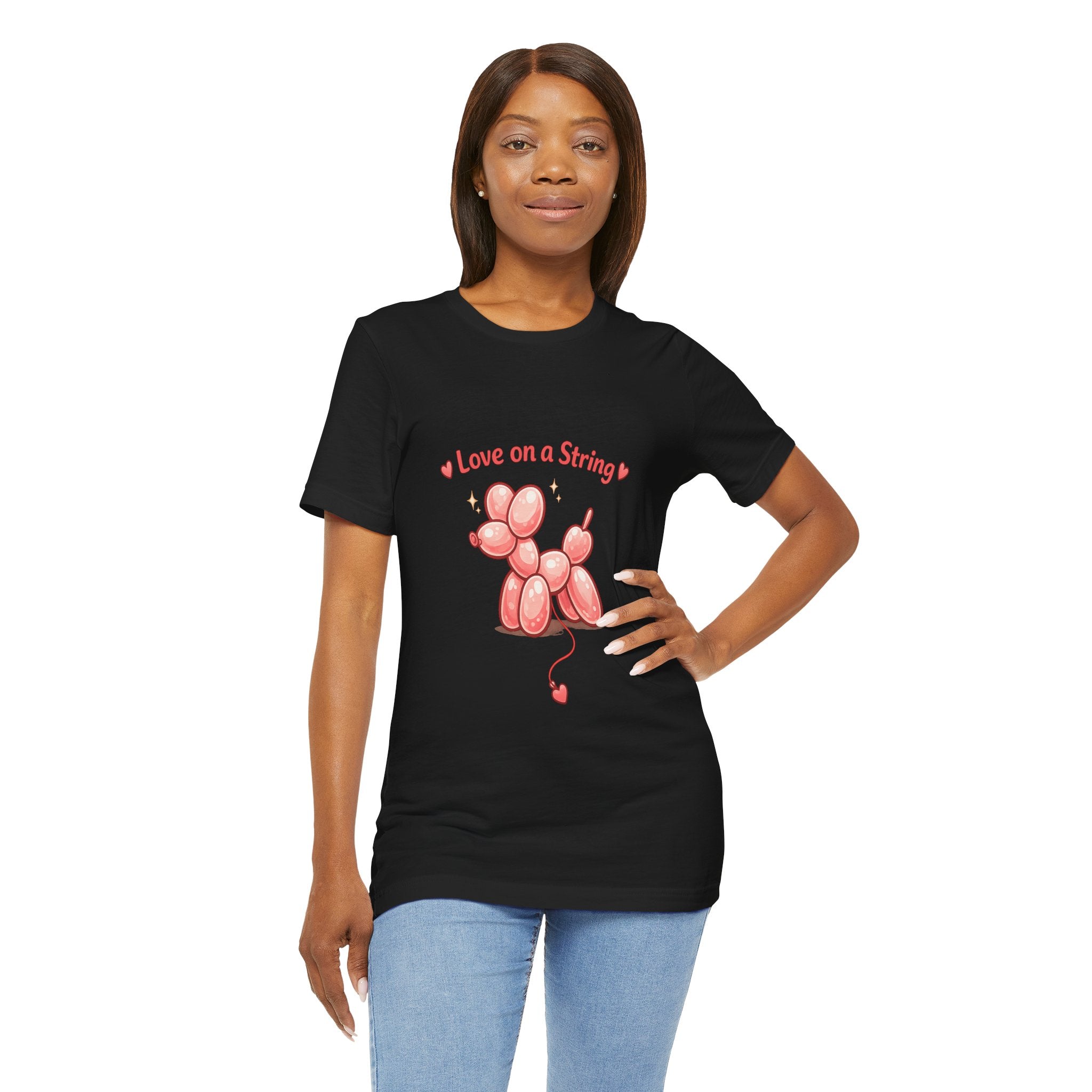 T-Shirt — "Love on a String" Pink Balloon Dog Valentine Tee