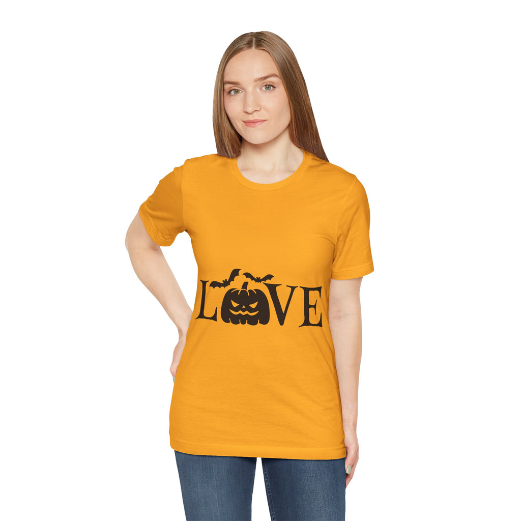 Halloween Love T-Shirt - Jack-o'-Lantern & Bats Graphic Tee