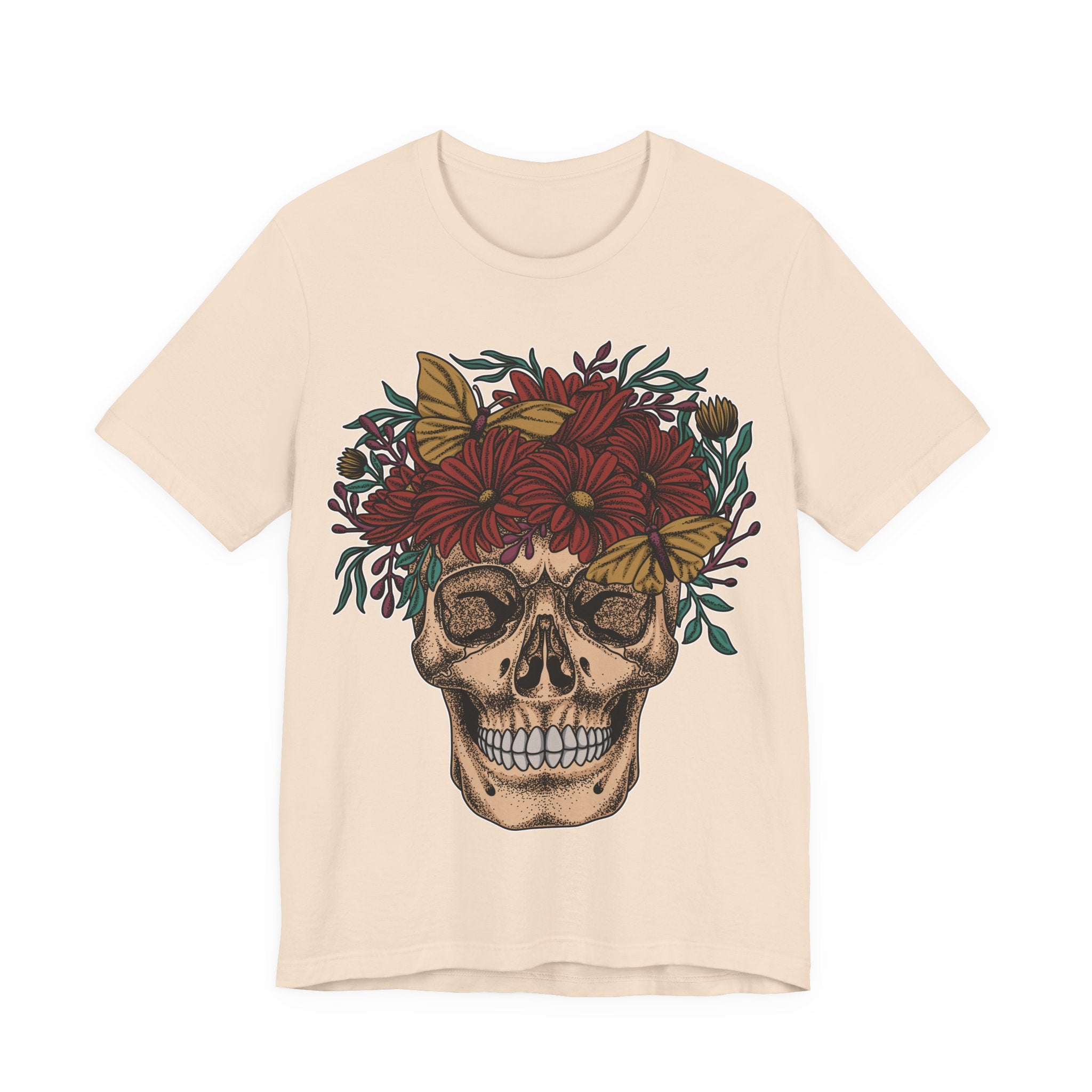 Skull with Red Floral Crown Tee