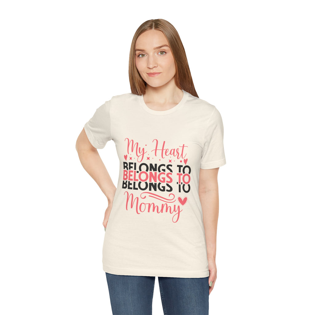 Mommy Valentine T-Shirt – "My Heart Belongs to Mommy" Pink & Black Kid Tee