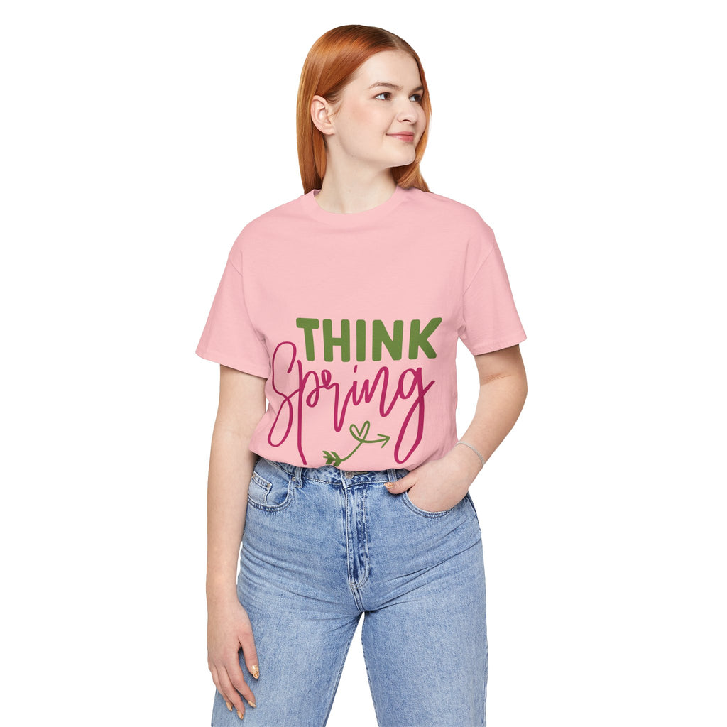 Think Spring T-Shirt — Floral Script Springtime Tee