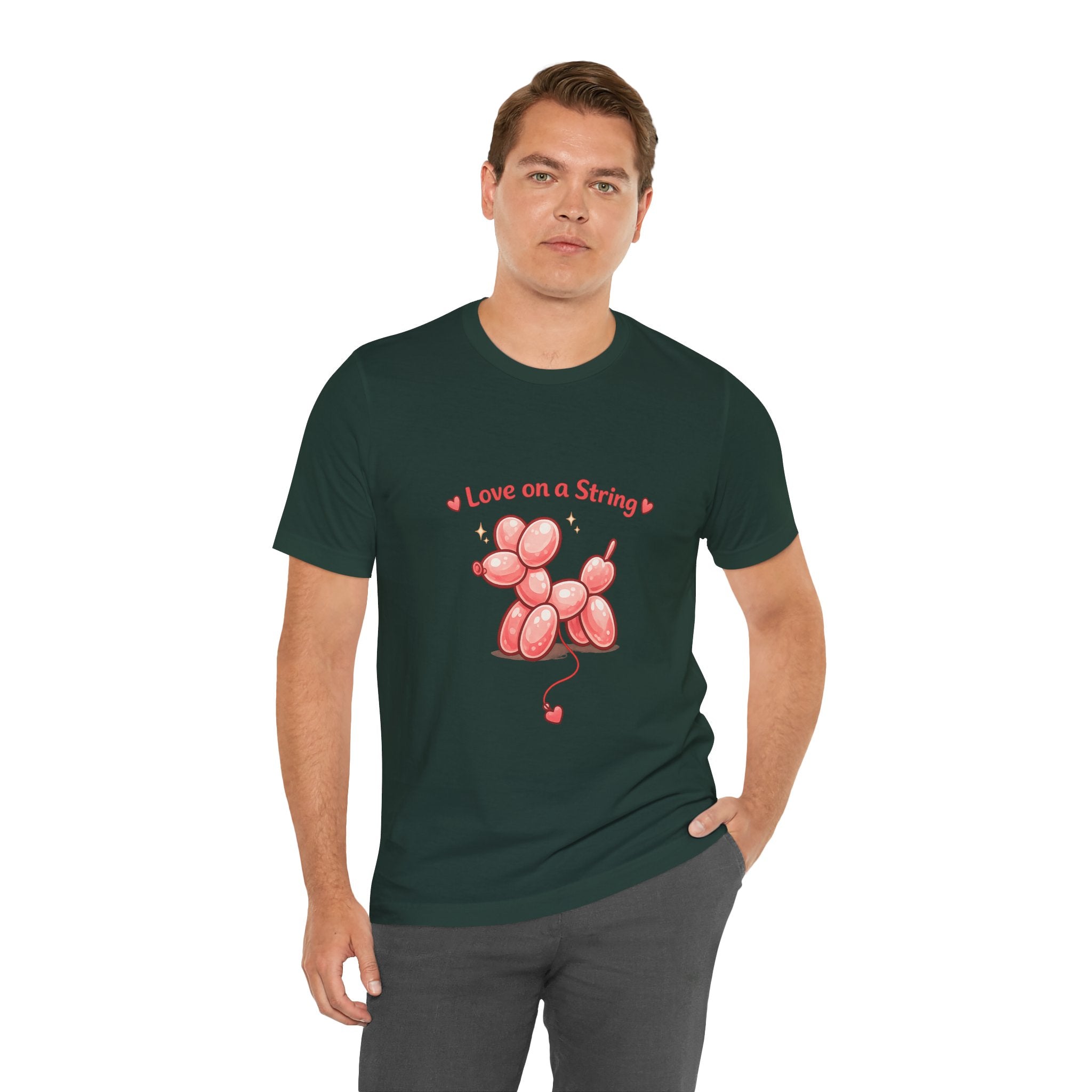 T-Shirt — "Love on a String" Pink Balloon Dog Valentine Tee