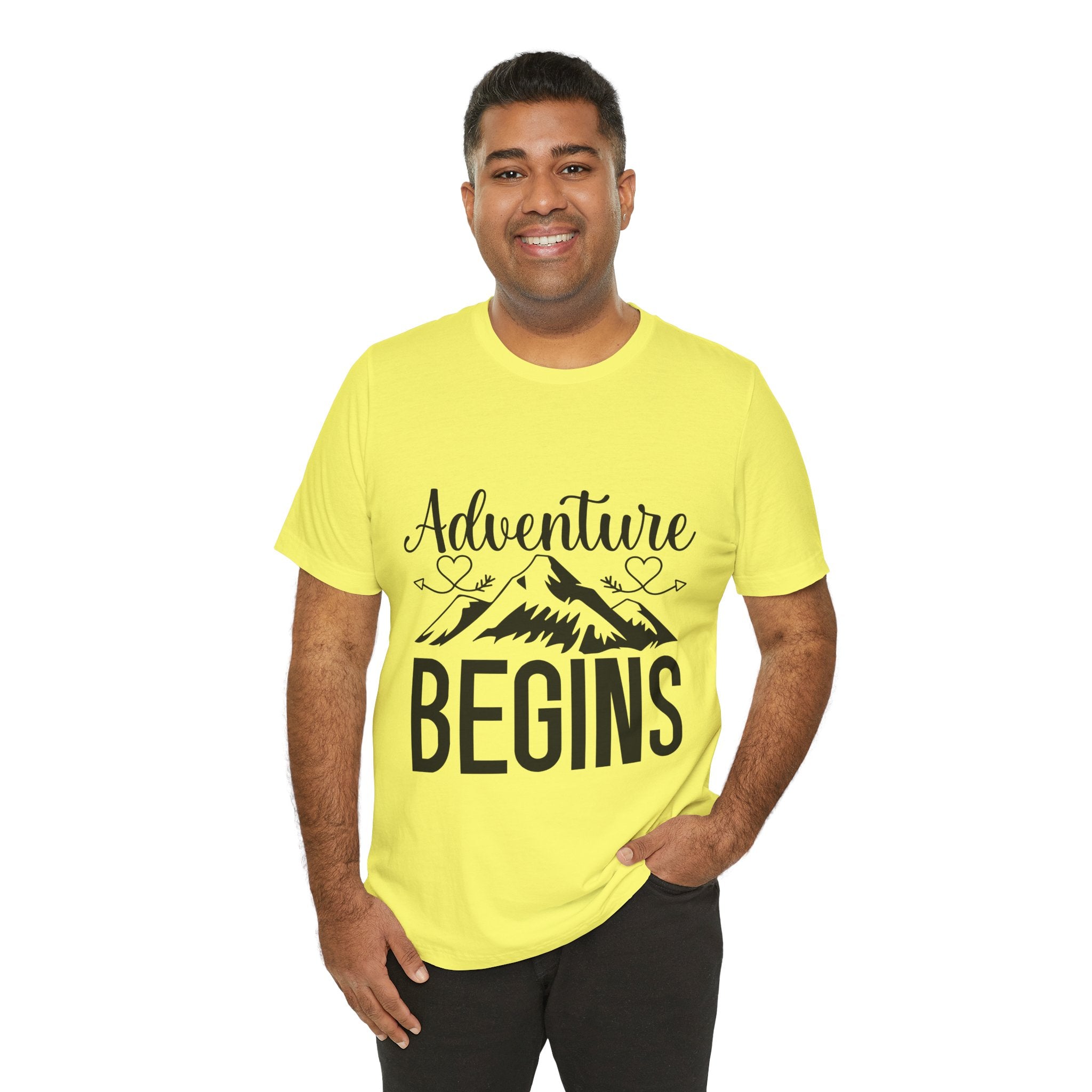 Adventure Begins Tee — Mountain Travel Graphic T-Shirt