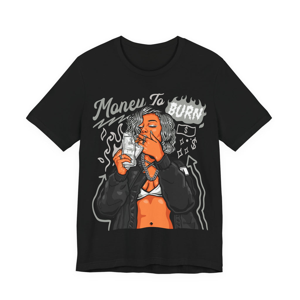 Money to Burn Graphic Tee — Women Smoking Cash Streetwear T-Shirt