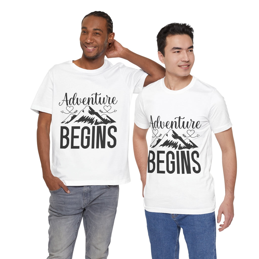 Adventure Begins Tee — Mountain Travel Graphic T-Shirt