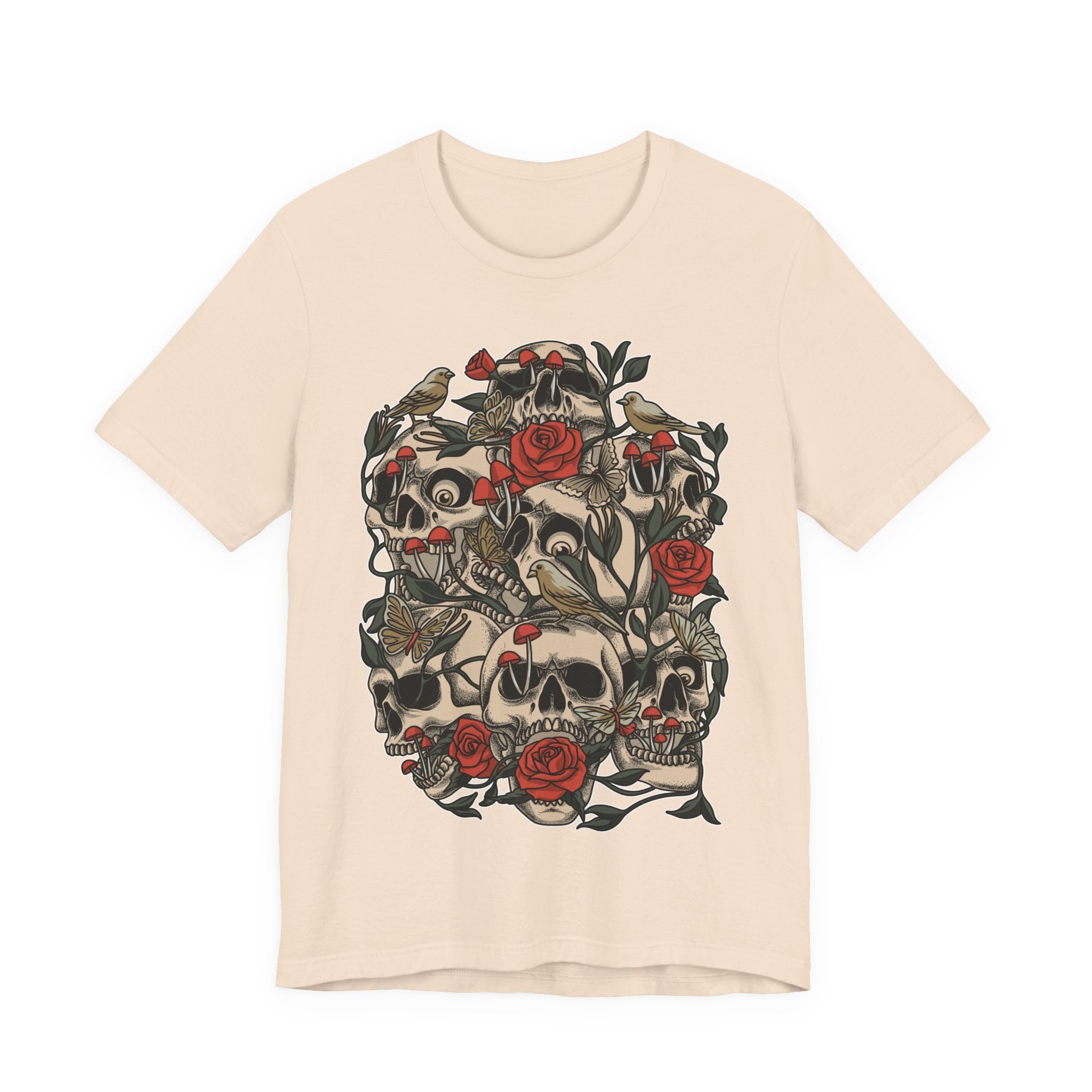 Skull & Roses Graphic Tee — Gothic Floral Skull T-Shirt
