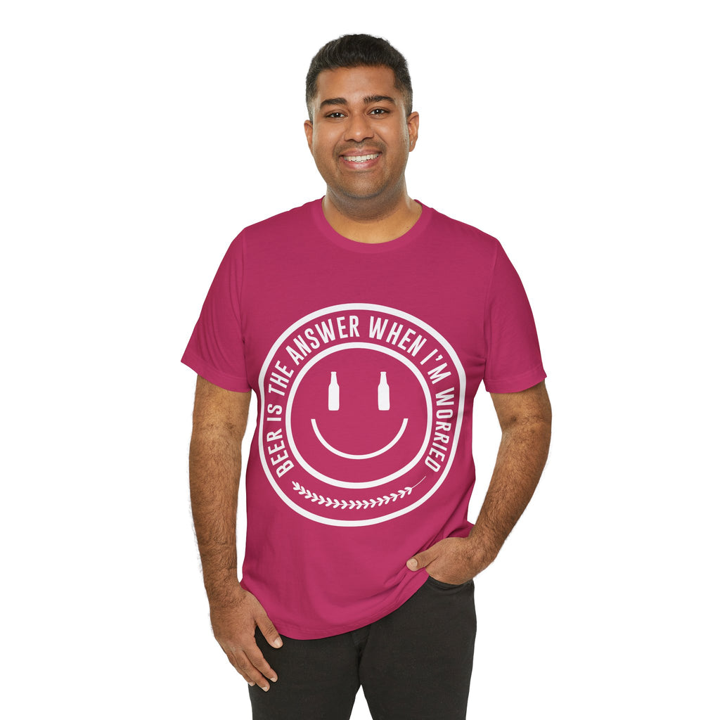 Beer Is The Answer T-Shirt — Funny Smiley Beer Graphic Tee