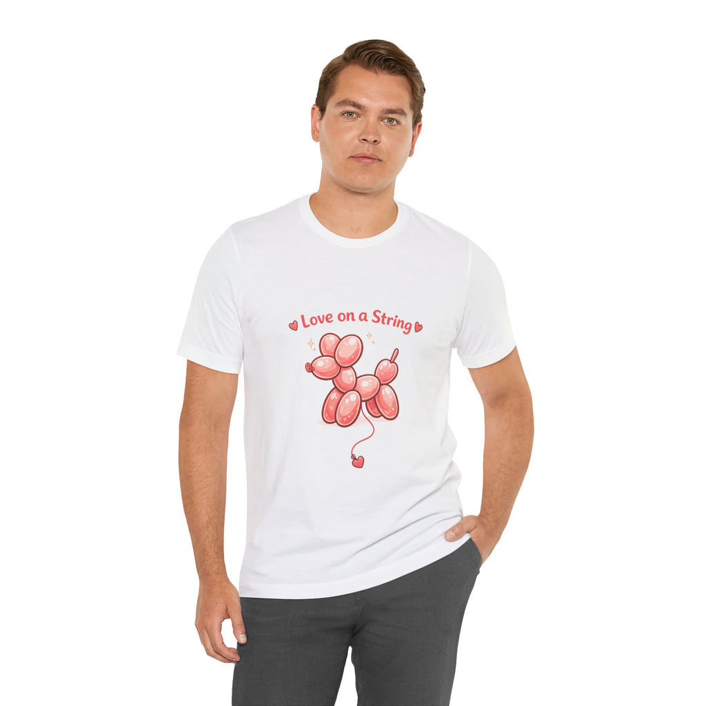 T-Shirt — "Love on a String" Pink Balloon Dog Valentine Tee