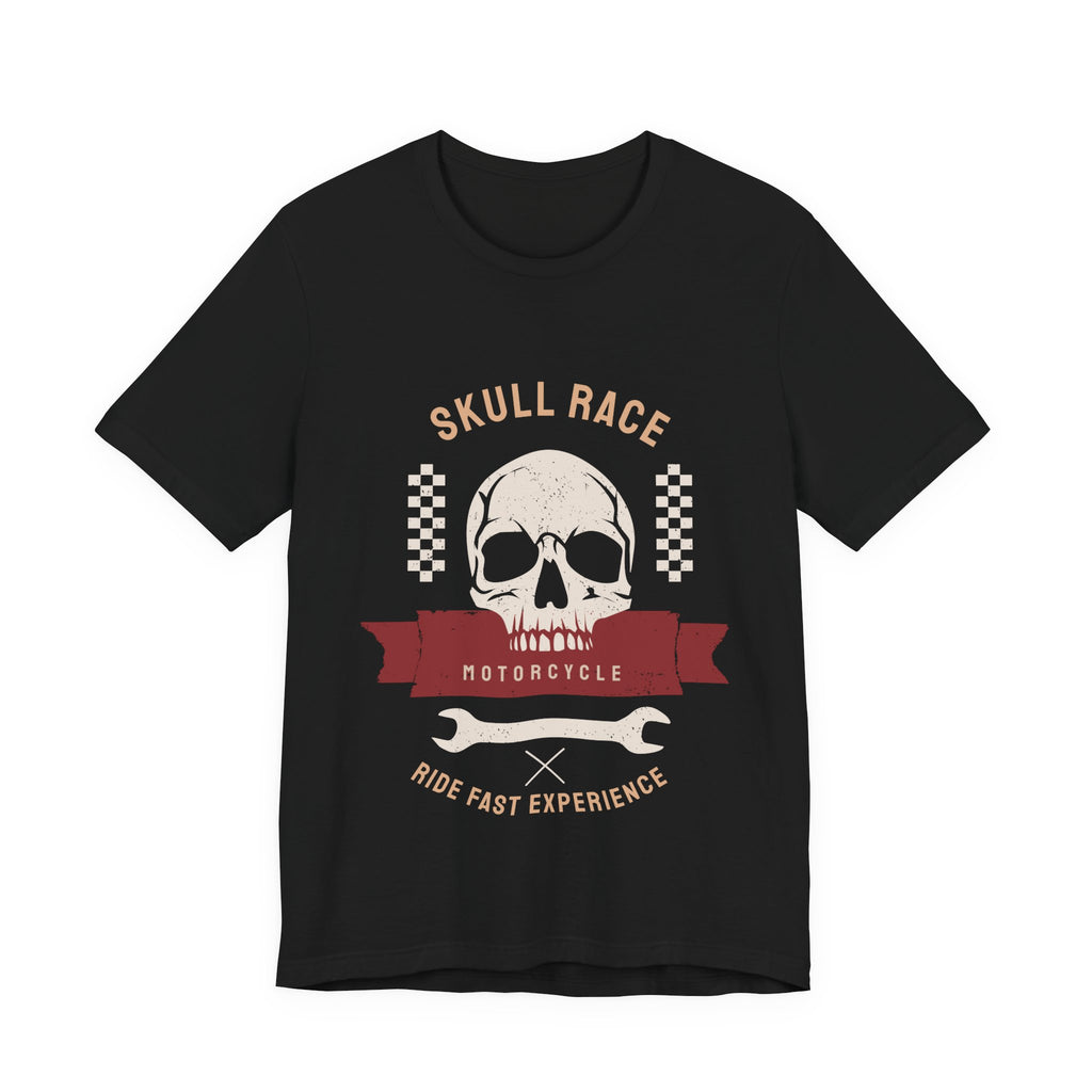 Skull Race Motorcycle Tee — Ride Fast Experience Graphic Shirt