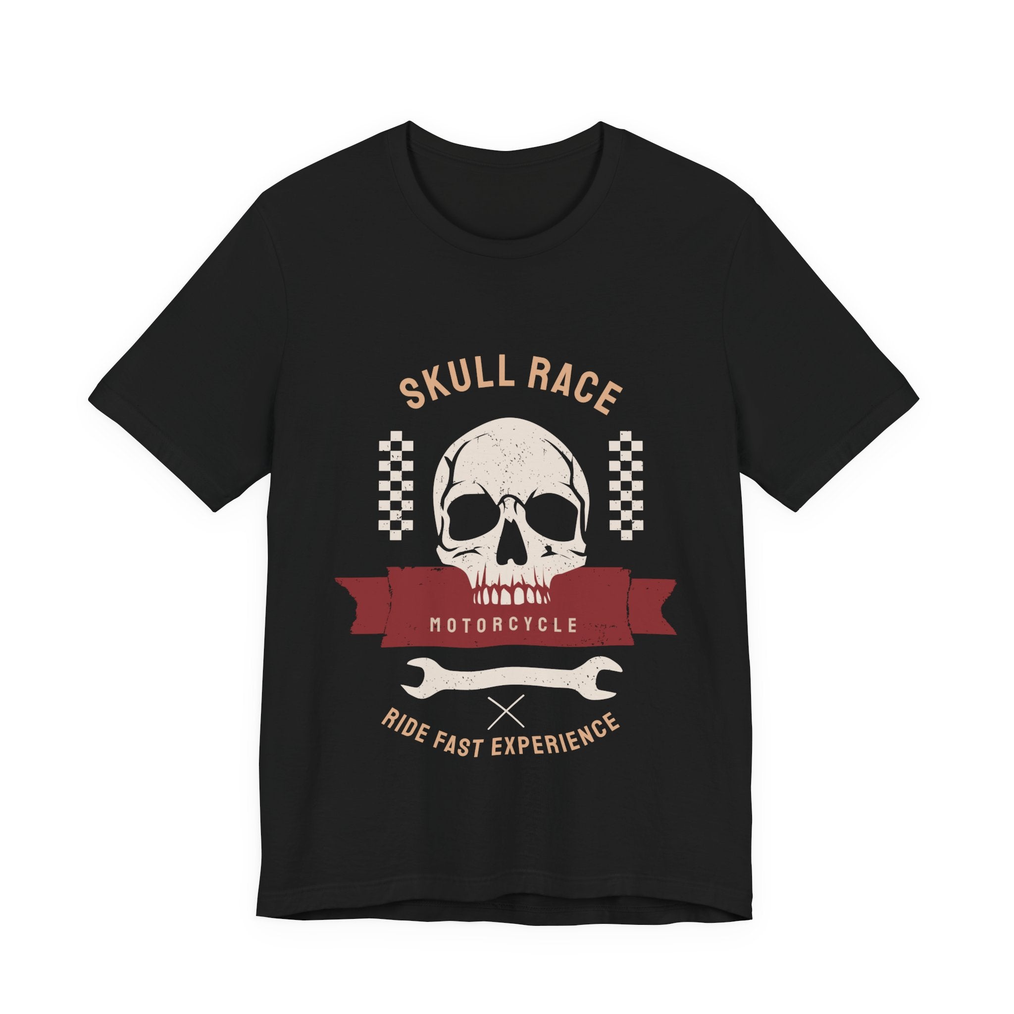 Skull Race Motorcycle Tee — Ride Fast Experience Graphic Shirt