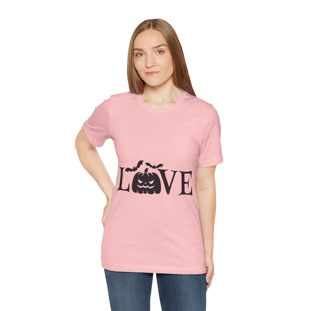 Halloween Love T-Shirt - Jack-o'-Lantern & Bats Graphic Tee