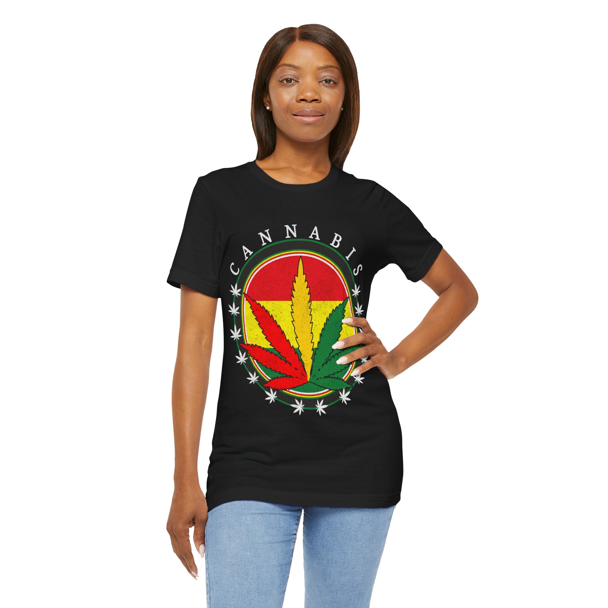 Cannabis Rasta Leaf T-Shirt — Rasta Color Marijuana Graphic Tee